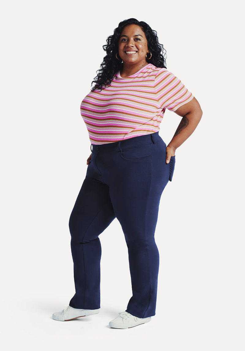 Plus Size Wide Leg Pant in Navy, Cool Plus Size Clothing - See