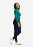 Women Yoga Denim Pants Skinny leg 4 pocket Blue Size Xs/short Petite