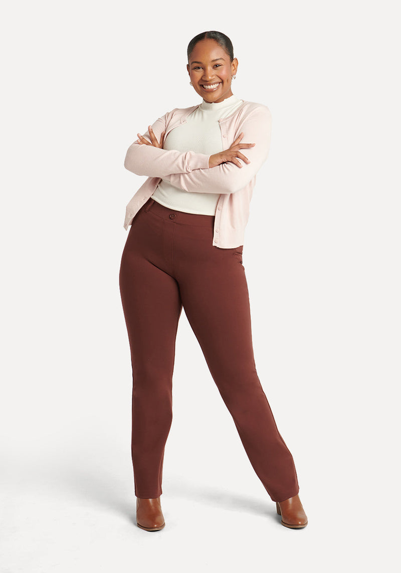 Betabrand Straight-Leg Classic Dress Pant Yoga Pants Ponte Knit Charcoal  Size S