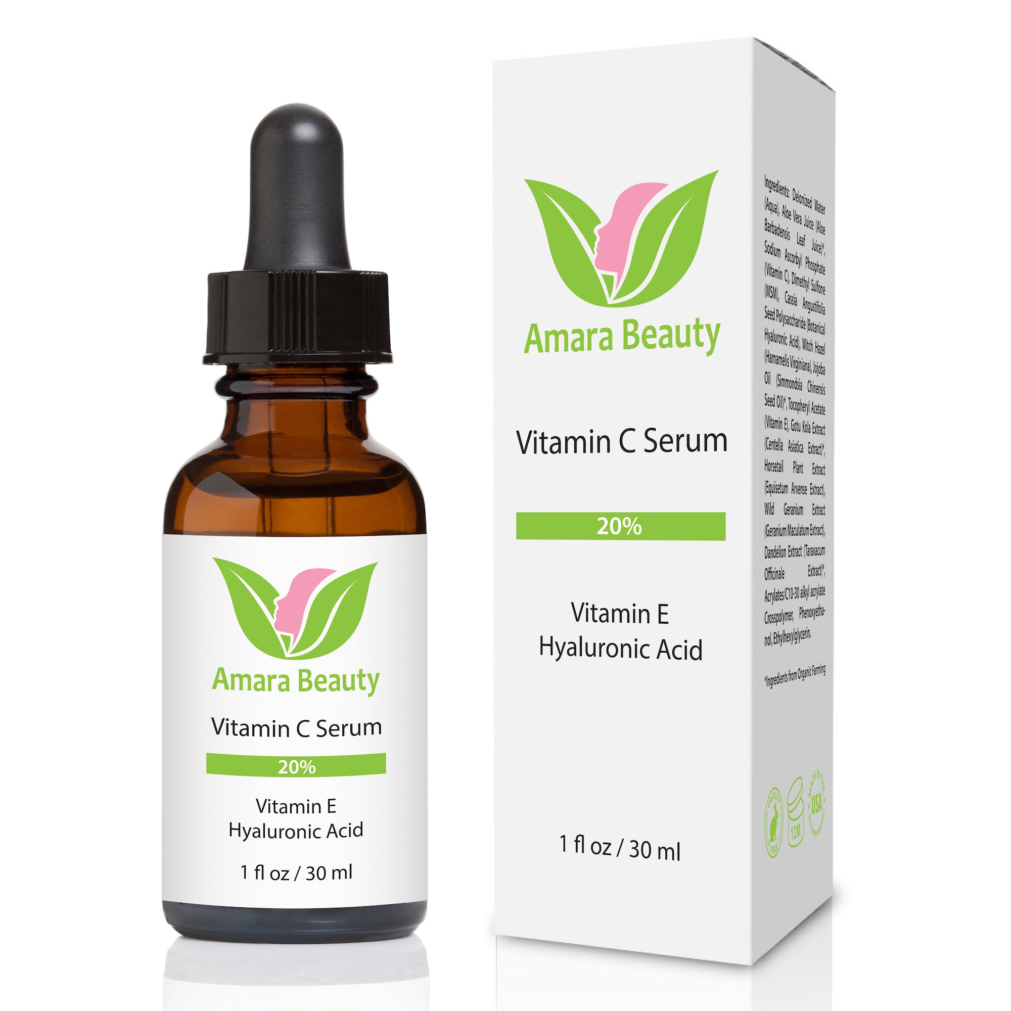 Draaien inschakelen periodieke Vitamin C Serum for Face 20% With Hyaluronic Acid & Vitamin E – 1 oz -  Amara Beauty