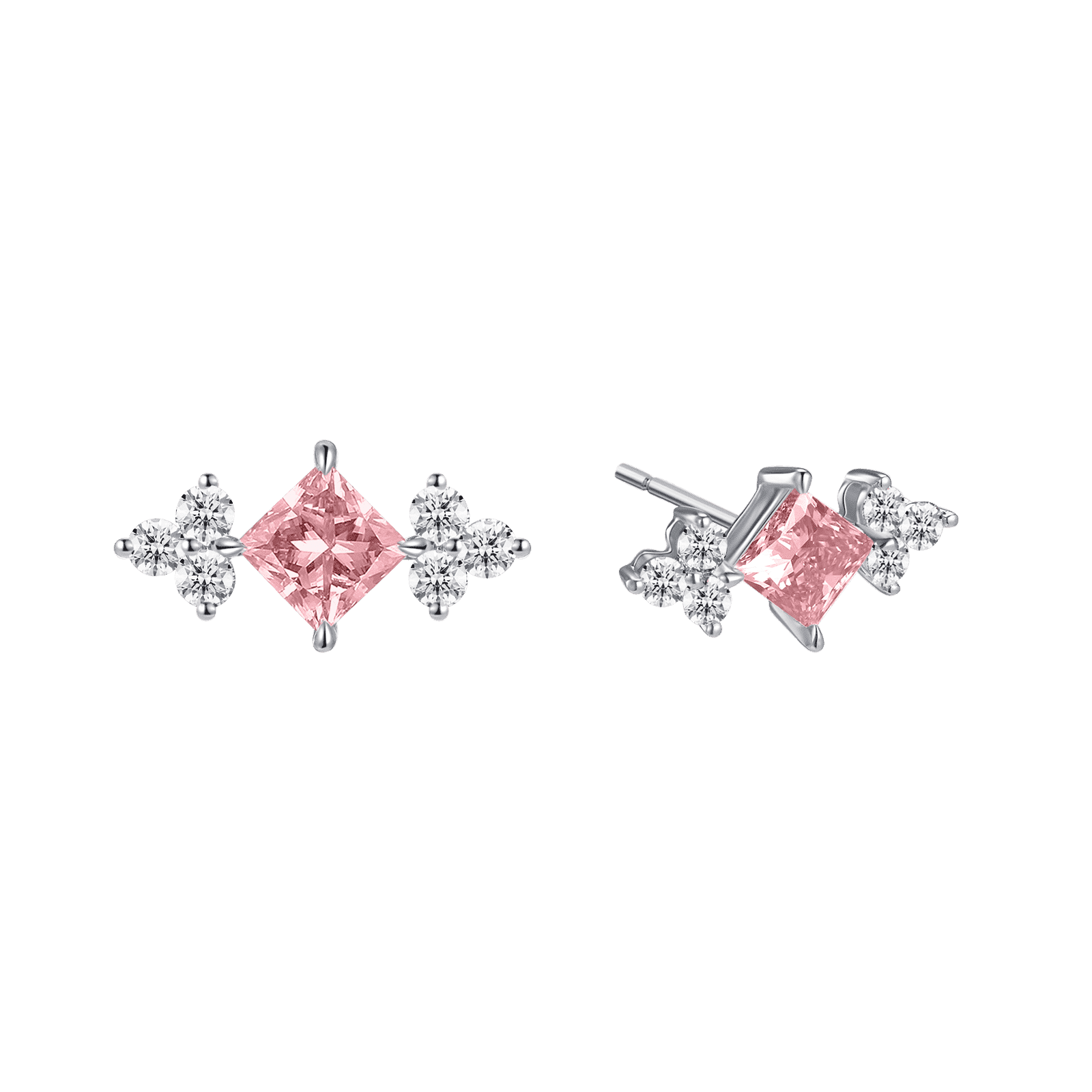 The Future Rocks x Lightbox Princess Joy Earrings | 18K white gold / 0.25ct X 2 / Pink lab-grown-diamond  | Jewelry | The Future Rocks