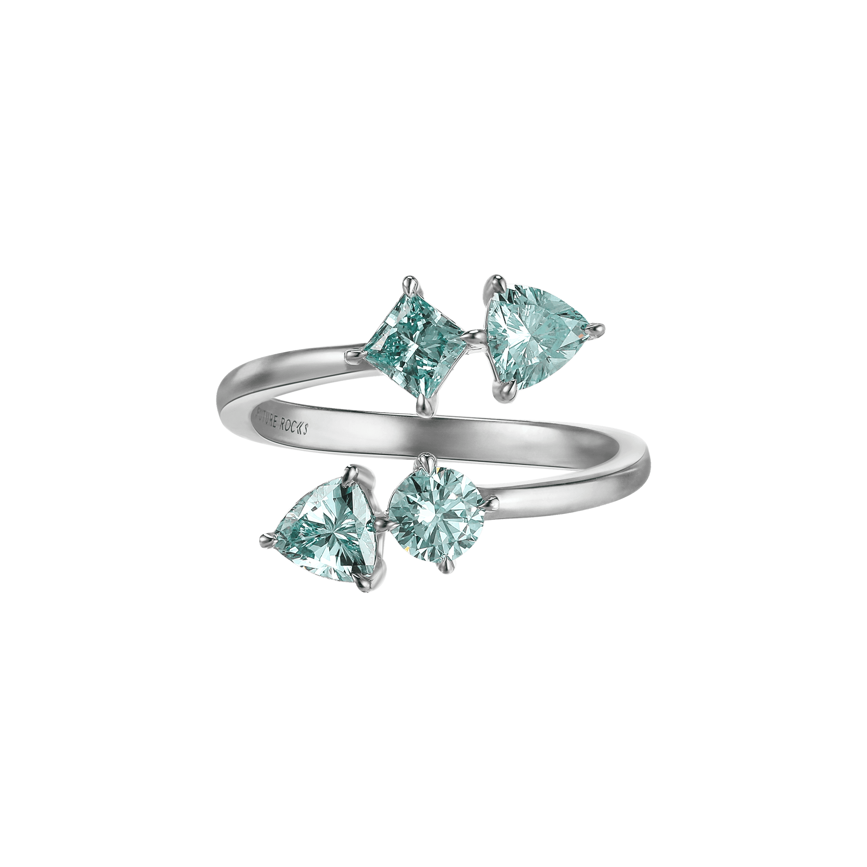 The Future Rocks x Lightbox Joyful Ring | 18K white gold / 6.5 / Blue lab-grown-diamond  | Jewelry | The Future Rocks