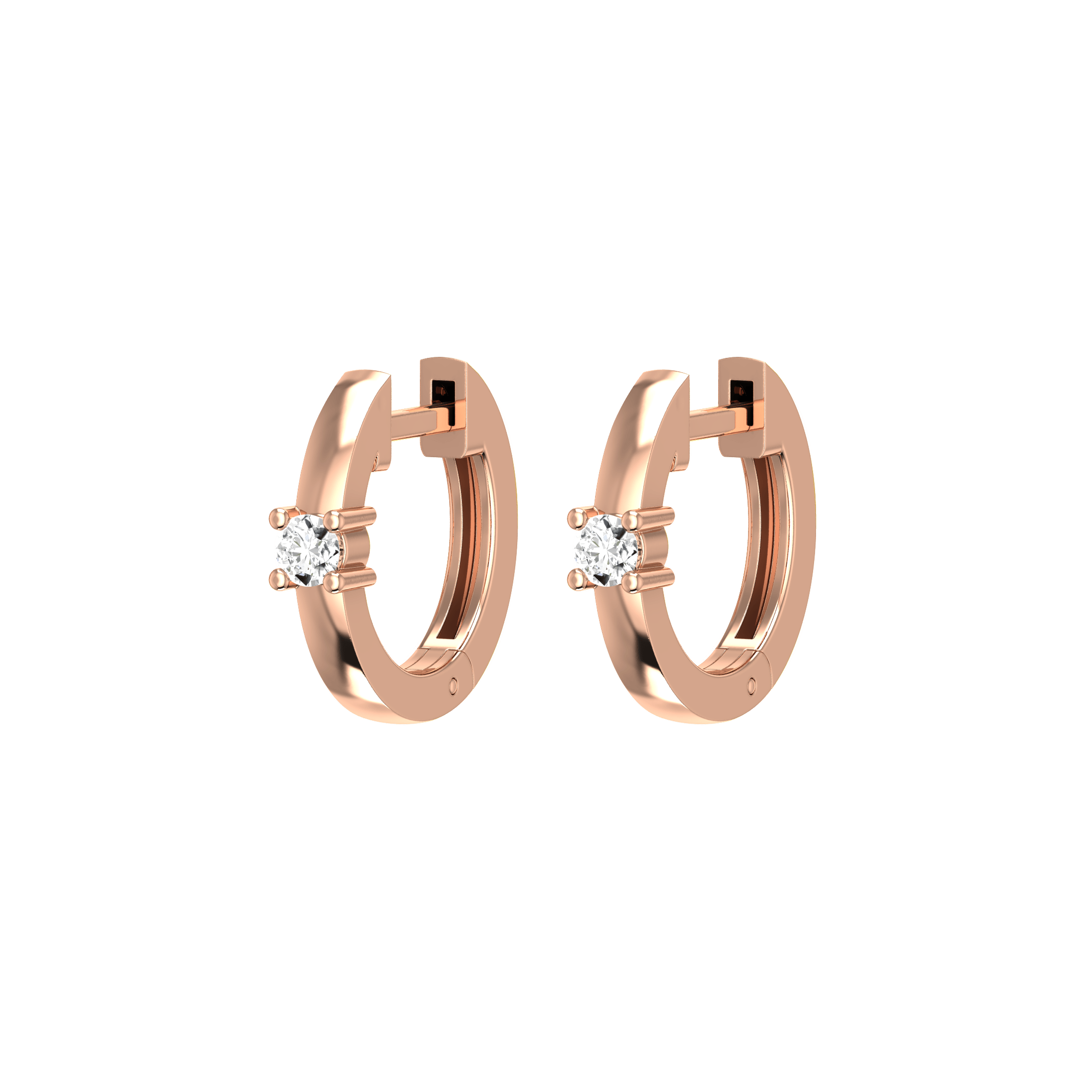 Lab-Grown Diamond Solitaire Huggie Earrings | 18K rose gold / Pair (0.08ct)  | Jewelry | The Future Rocks