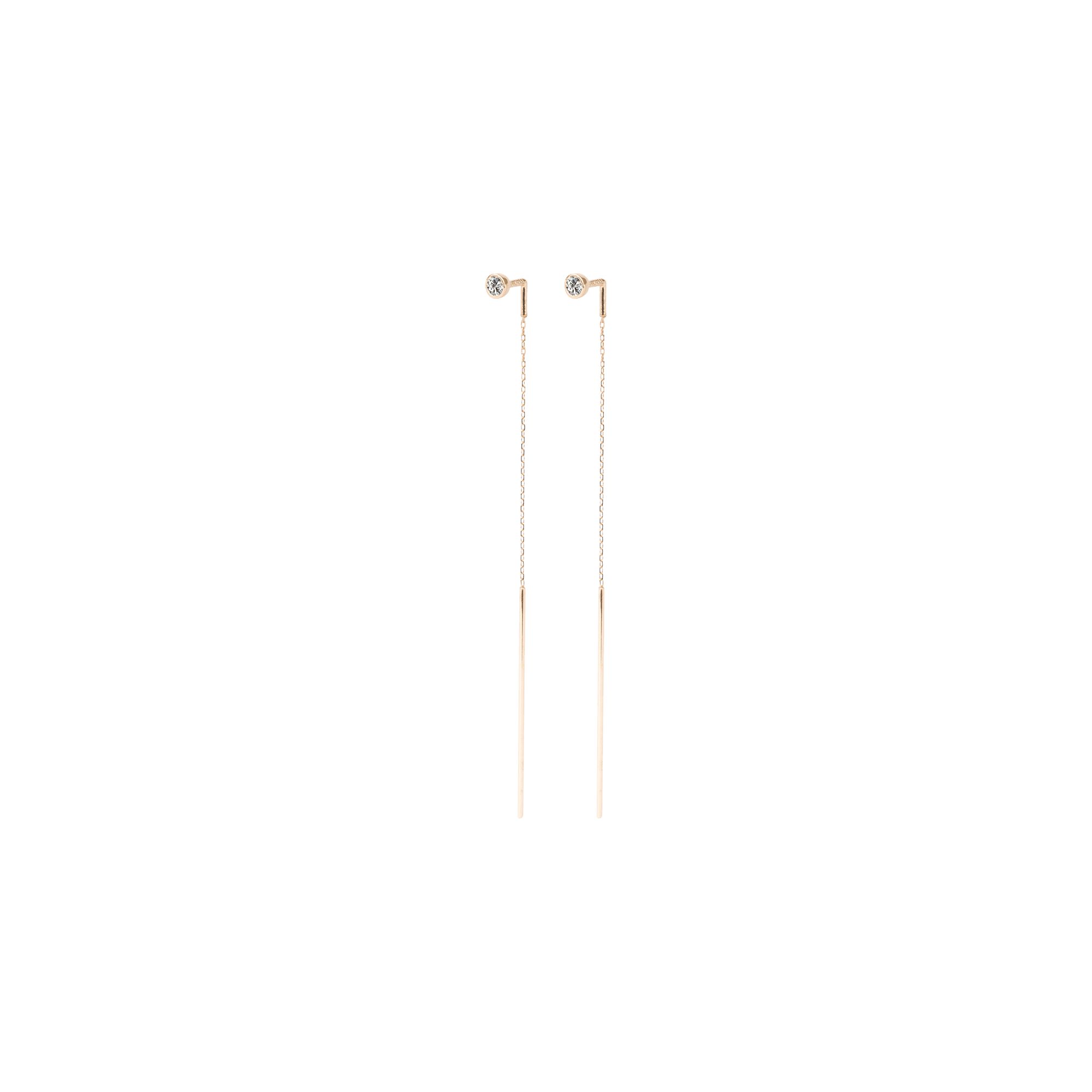 Lab-Grown Bezel Diamond Long Earrings | 18K yellow gold / Pair / 0.14ct  | Jewelry | The Future Rocks