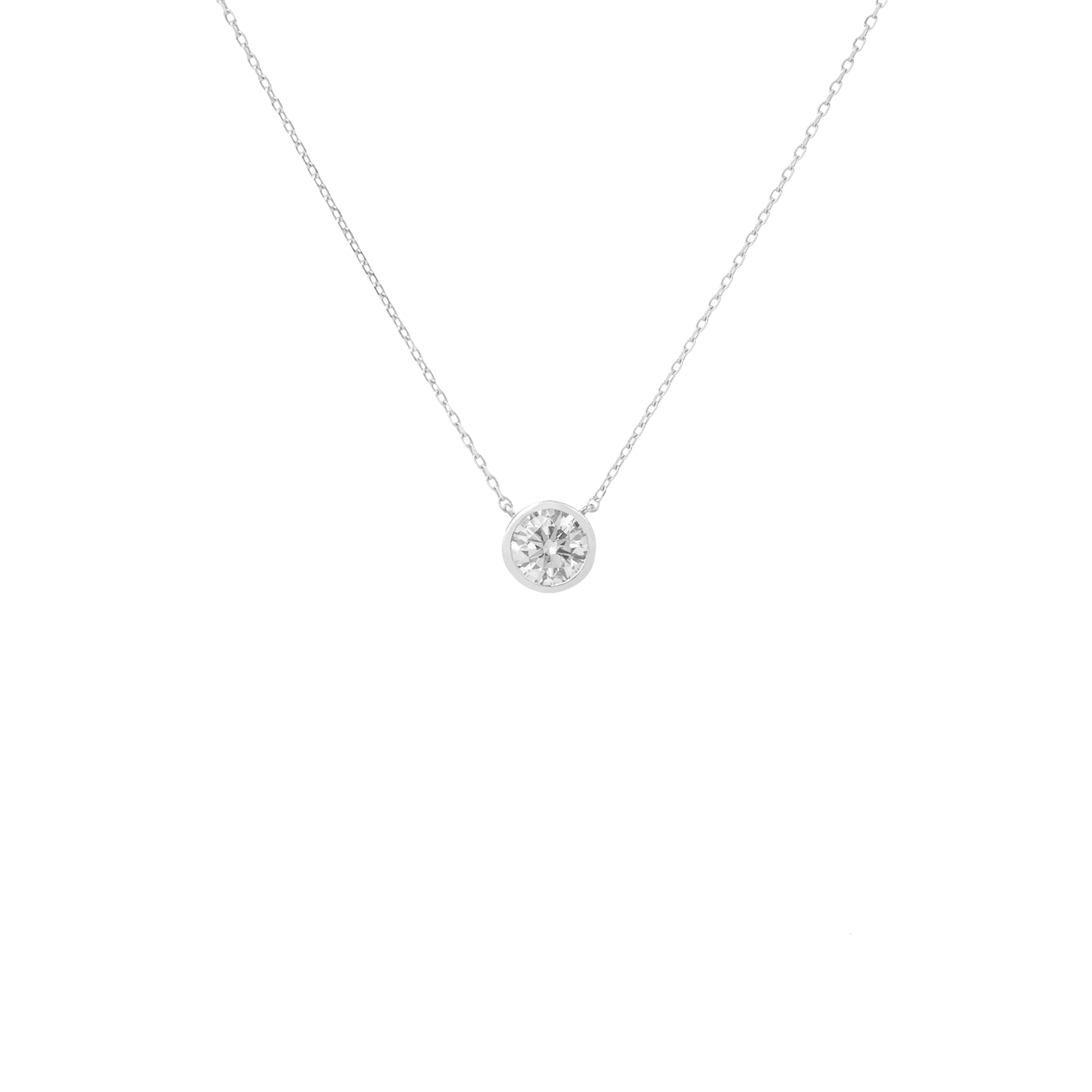 Lab-Grown Diamond Bezel Necklace | 18K white gold / 420 mm / 16.5 in / 0.3ct  | Jewelry | The Future Rocks