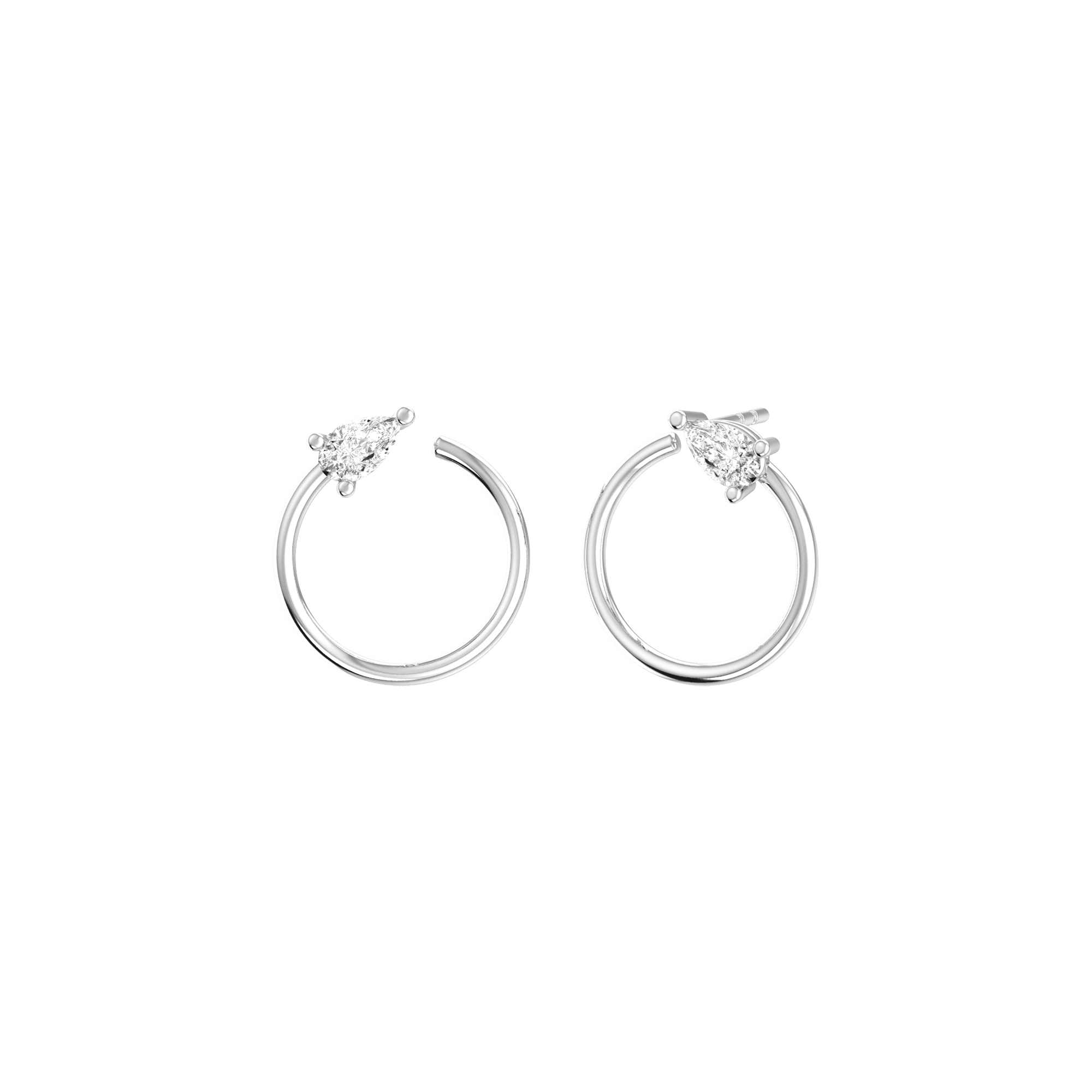 Lab-Grown Diamond Circle Pear Earrings | 18K white gold / Pair 13.7x3.3 mm / 0.5 ct  | Jewelry | The Future Rocks