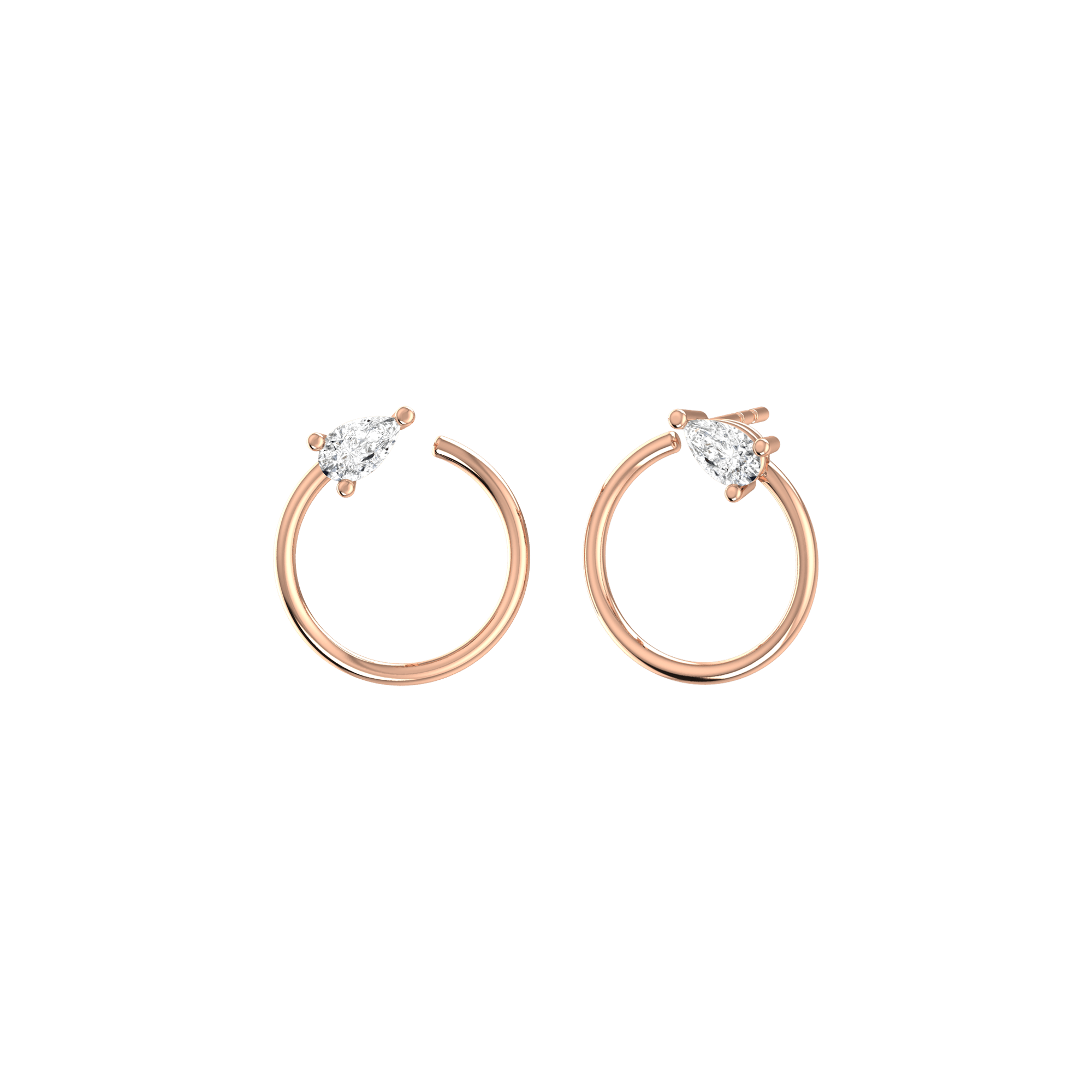 Lab-Grown Diamond Circle Pear Earrings | 18K rose gold / Pair 13.7x3.3 mm / 0.5 ct  | Jewelry | The Future Rocks