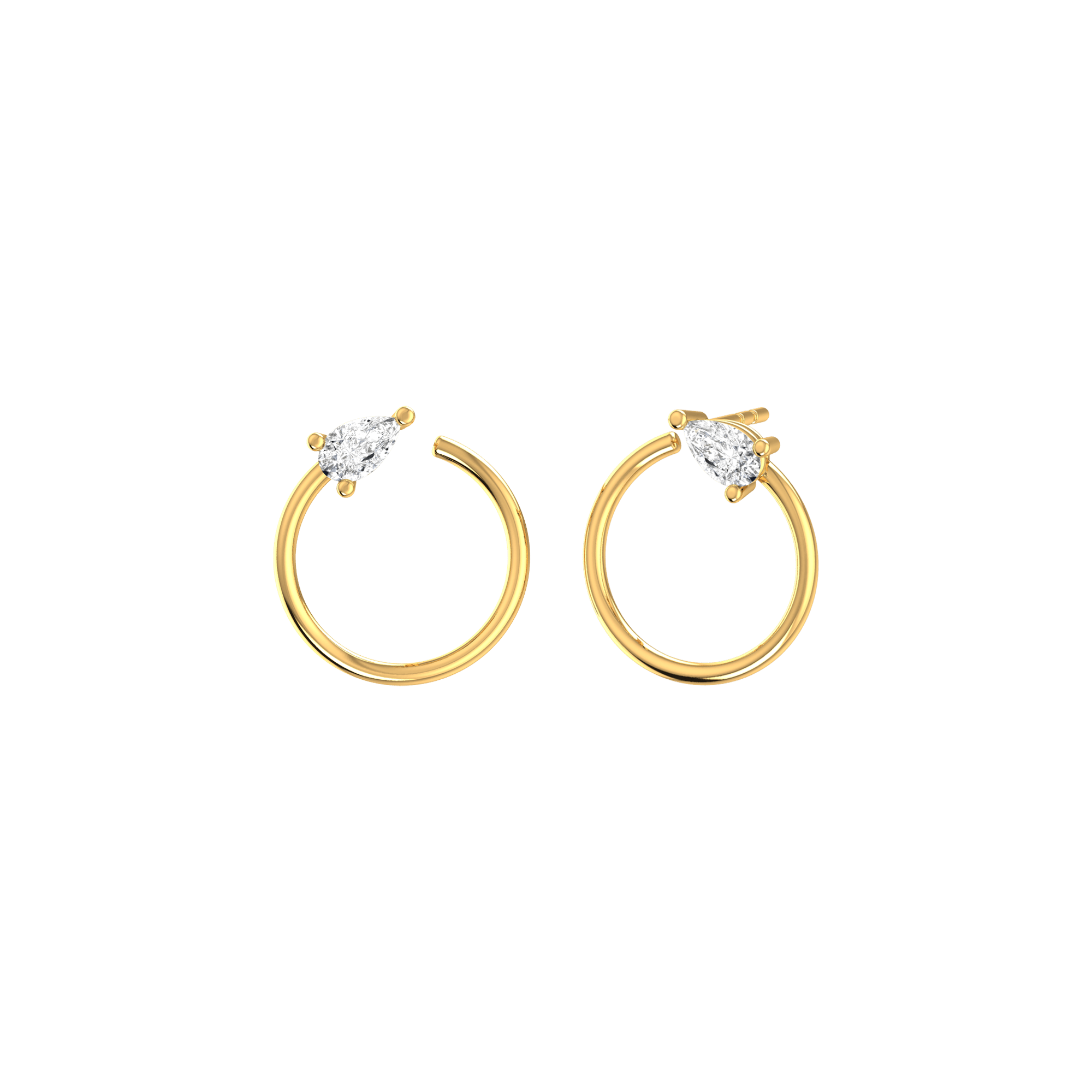Lab-Grown Diamond Circle Pear Earrings | 18K yellow gold / Pair 13.7x3.3 mm / 0.5 ct  | Jewelry | The Future Rocks