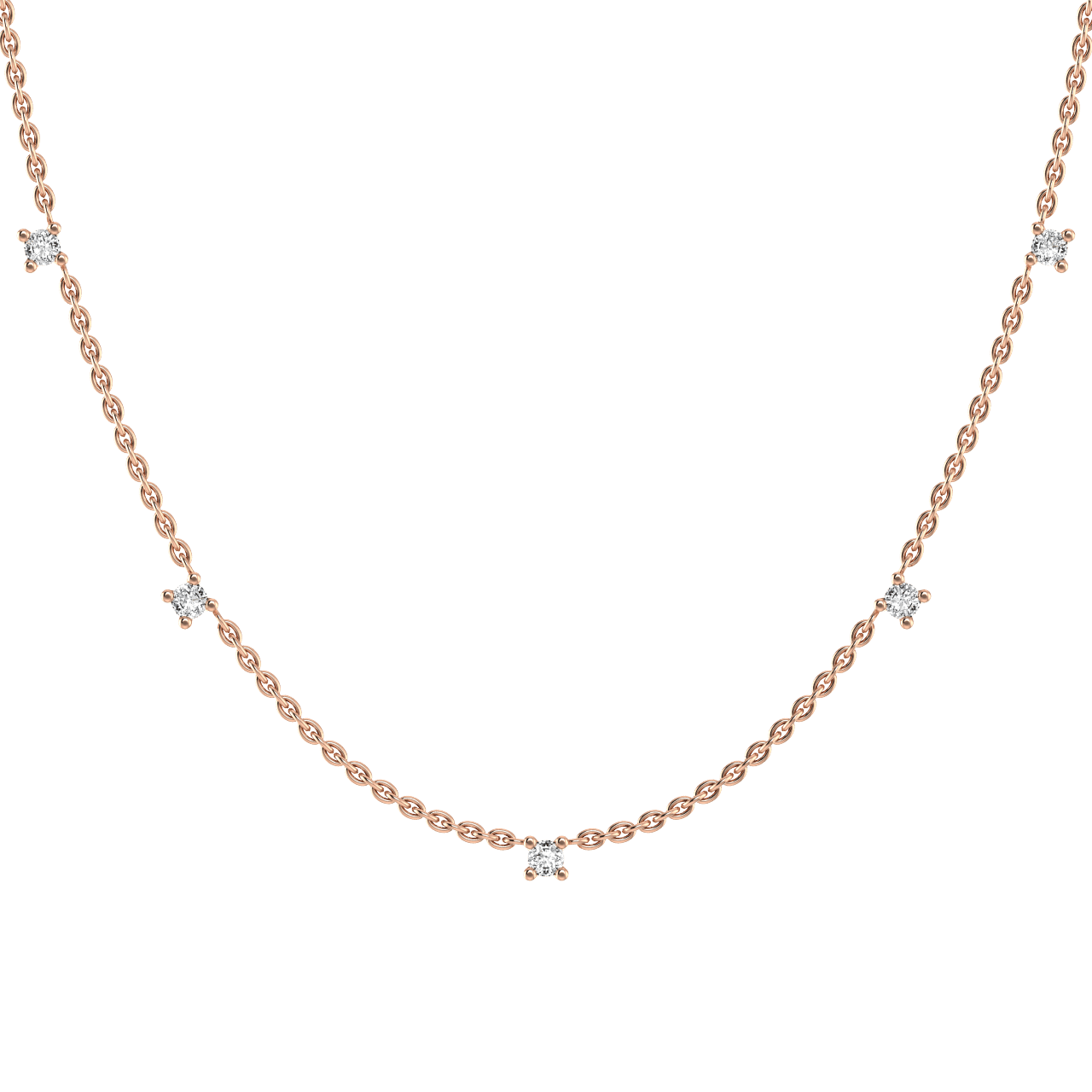 18K Recycled Gold Five Diamond Collar Necklace | 18K rose gold / Adjustable 400~450 mm / 15.7~17.7 in / 0.25  | Jewelry | The Future Rocks