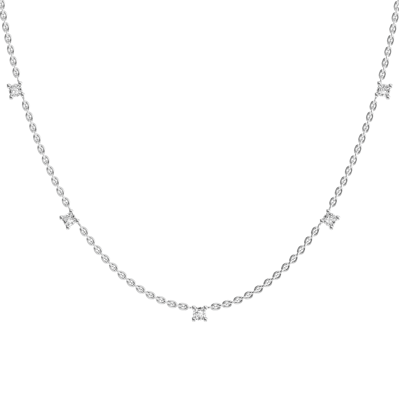 18K Recycled Gold Five Diamond Collar Necklace | 18K white gold / Adjustable 400~450 mm / 15.7~17.7 in / 0.25  | Jewelry | The Future Rocks