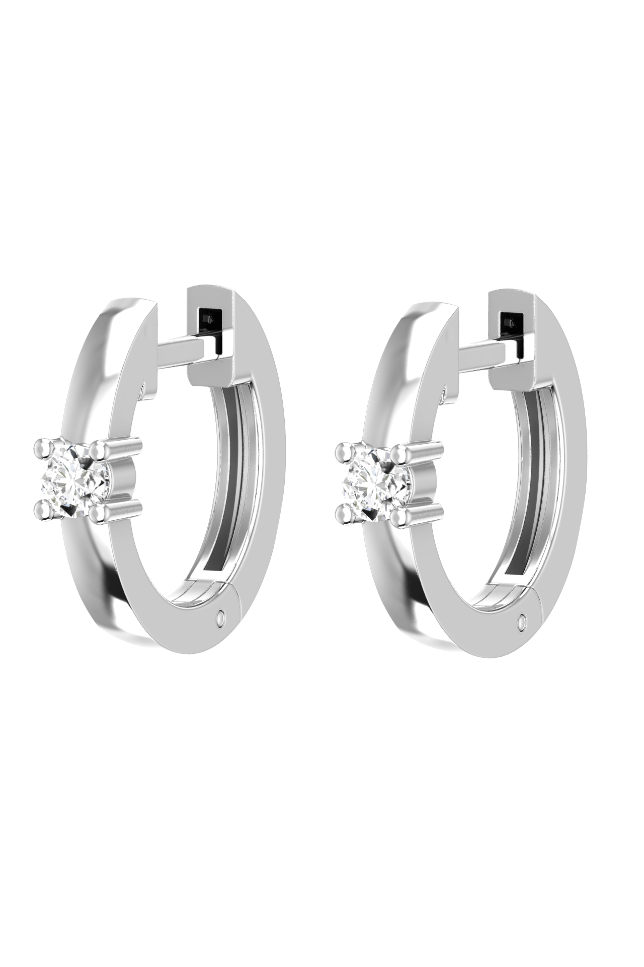 Lab-Grown Diamond Solitaire Huggie Earrings | 18K white gold / Pair (0.08ct)  | Jewelry | The Future Rocks