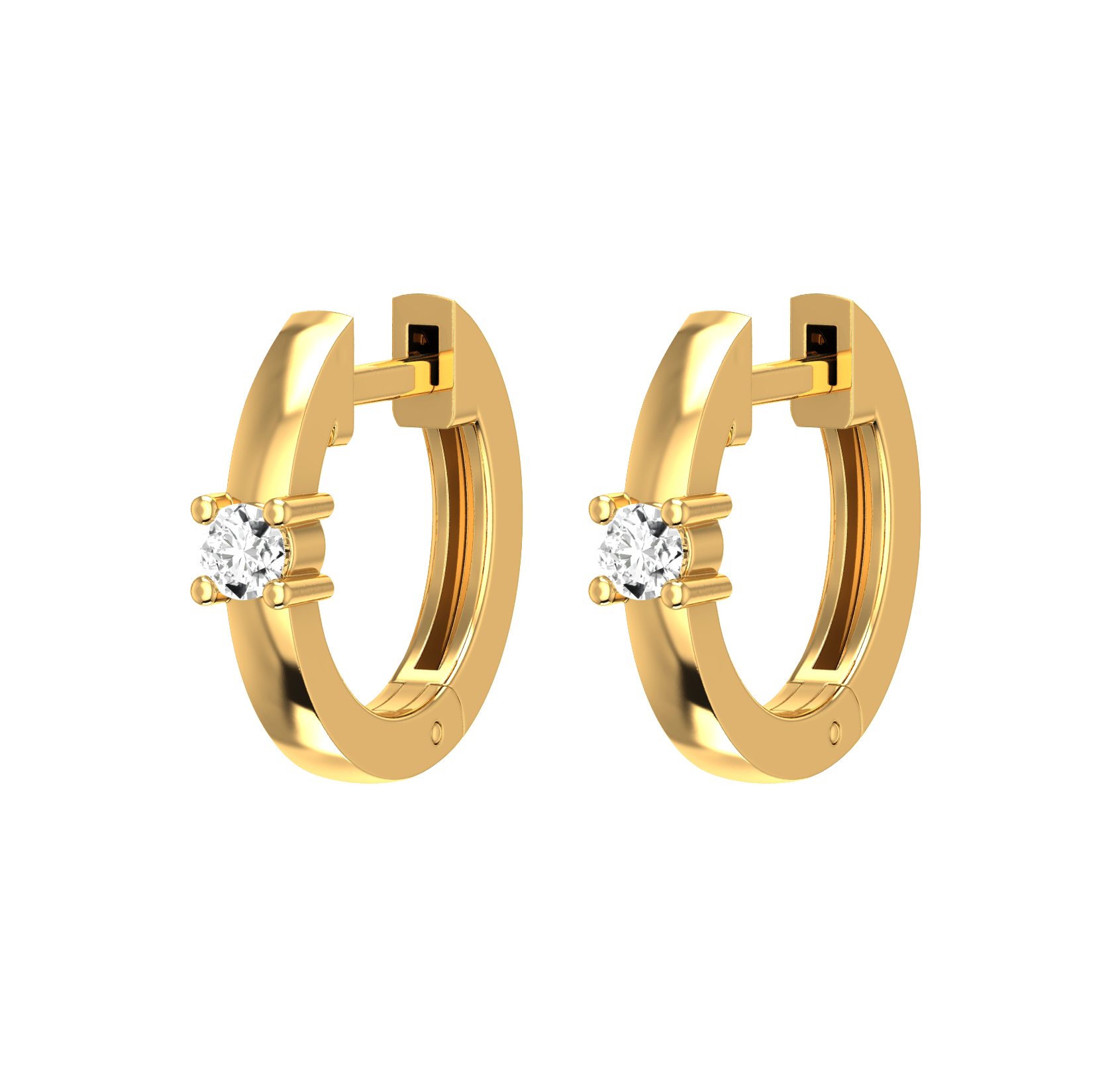 Lab-Grown Diamond Solitaire Huggie Earrings | 18K yellow gold / Pair (0.08ct)  | Jewelry | The Future Rocks