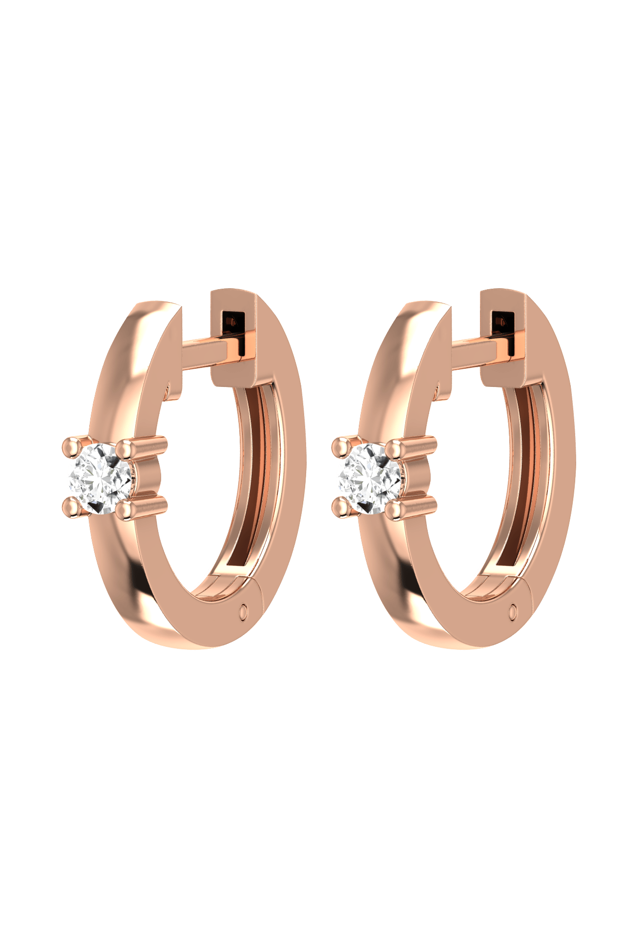 Lab-Grown Diamond Solitaire Huggie Earrings | 18K rose gold / Pair (0.08ct)  | Jewelry | The Future Rocks