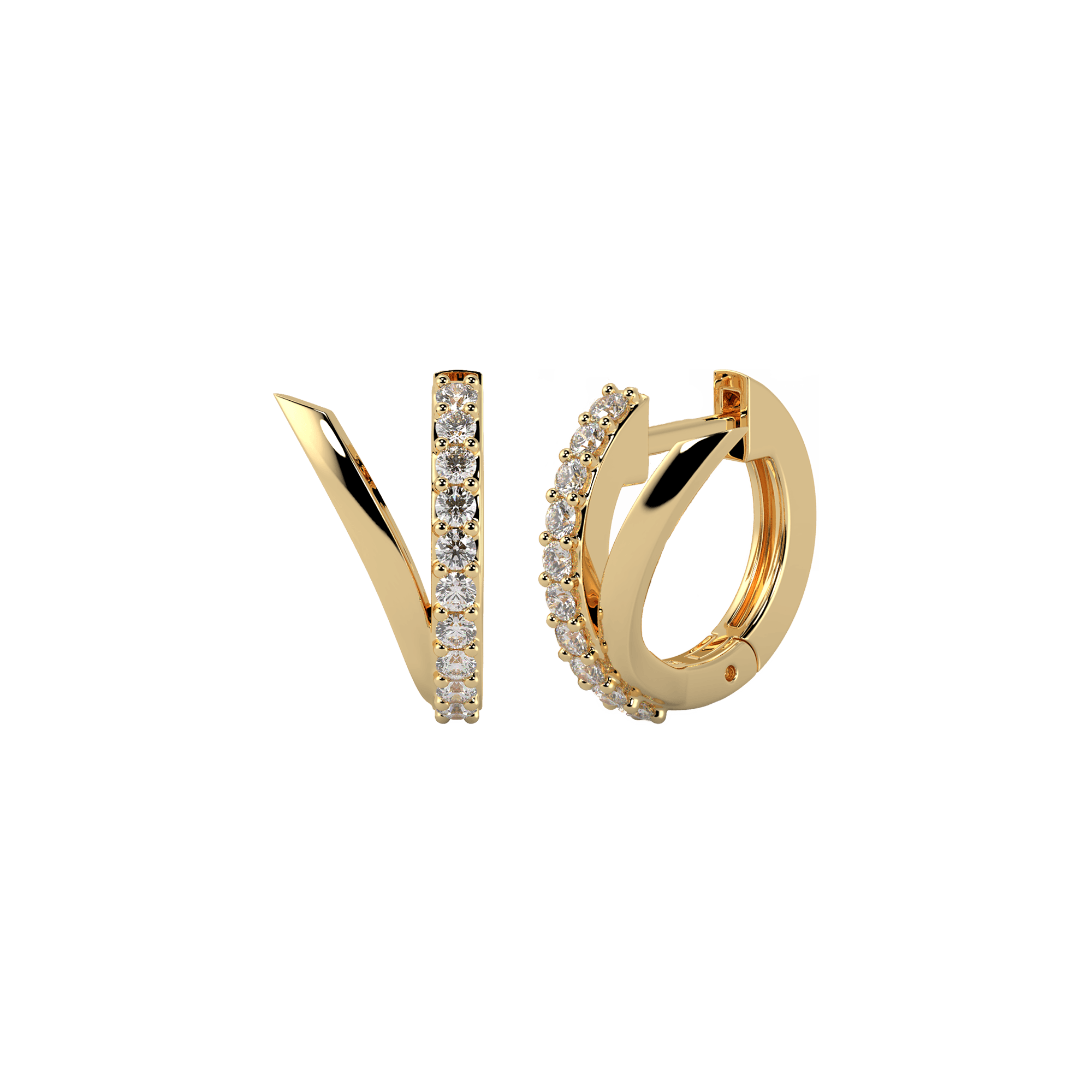 V Shaped Diamond Huggie Earrings | 18K yellow gold / Pair / 0.32  | Jewelry | The Future Rocks