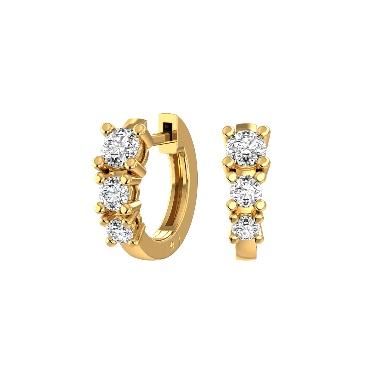 Degrade Three Diamond Hoop Earrings | 18K yellow gold / Pair (0.4 carat)  | Jewelry | The Future Rocks