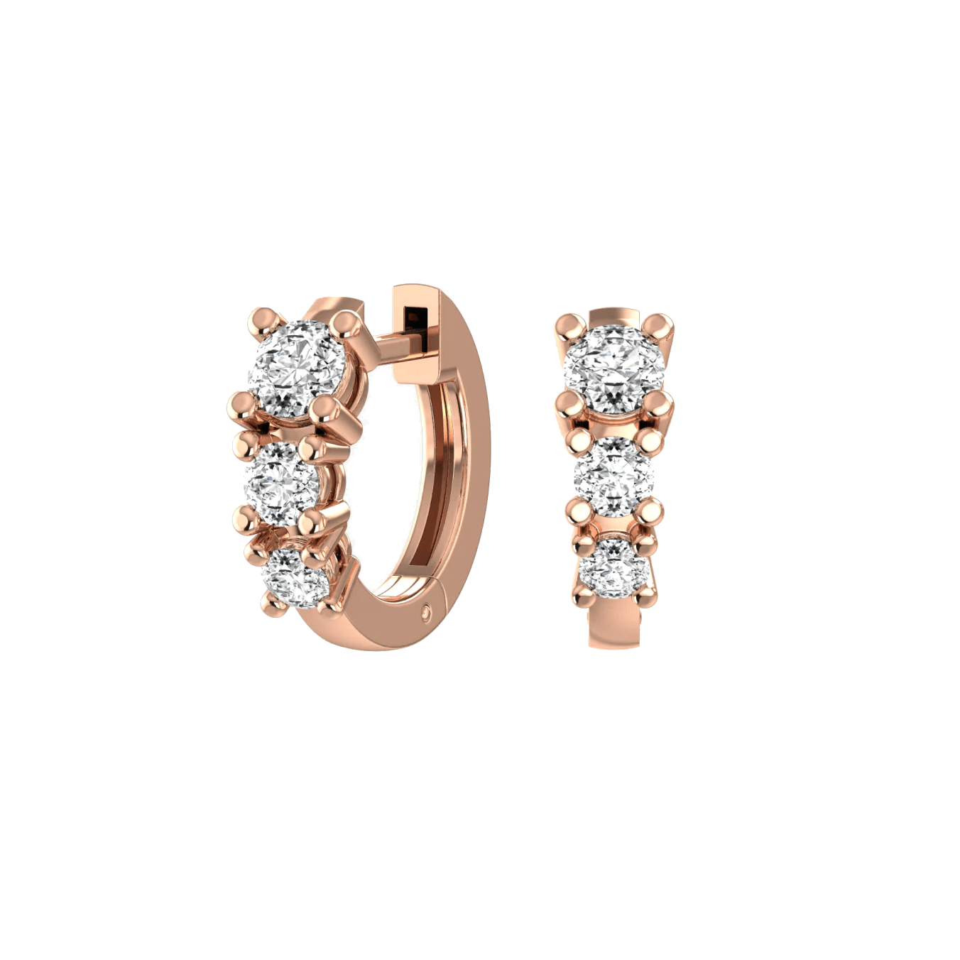 Degrade Three Diamond Hoop Earrings | 18K rose gold / Pair (0.4 carat)  | Jewelry | The Future Rocks