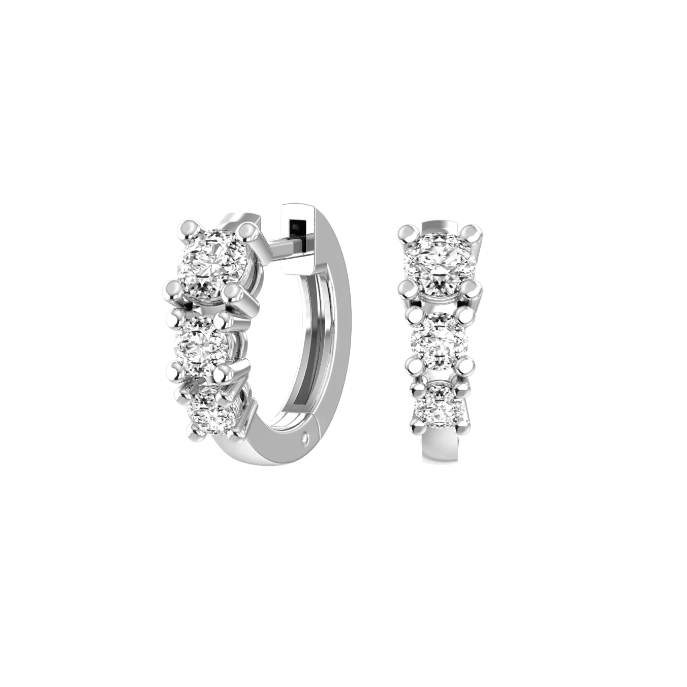 Degrade Three Diamond Hoop Earrings | 18K white gold / Pair (0.4 carat)  | Jewelry | The Future Rocks