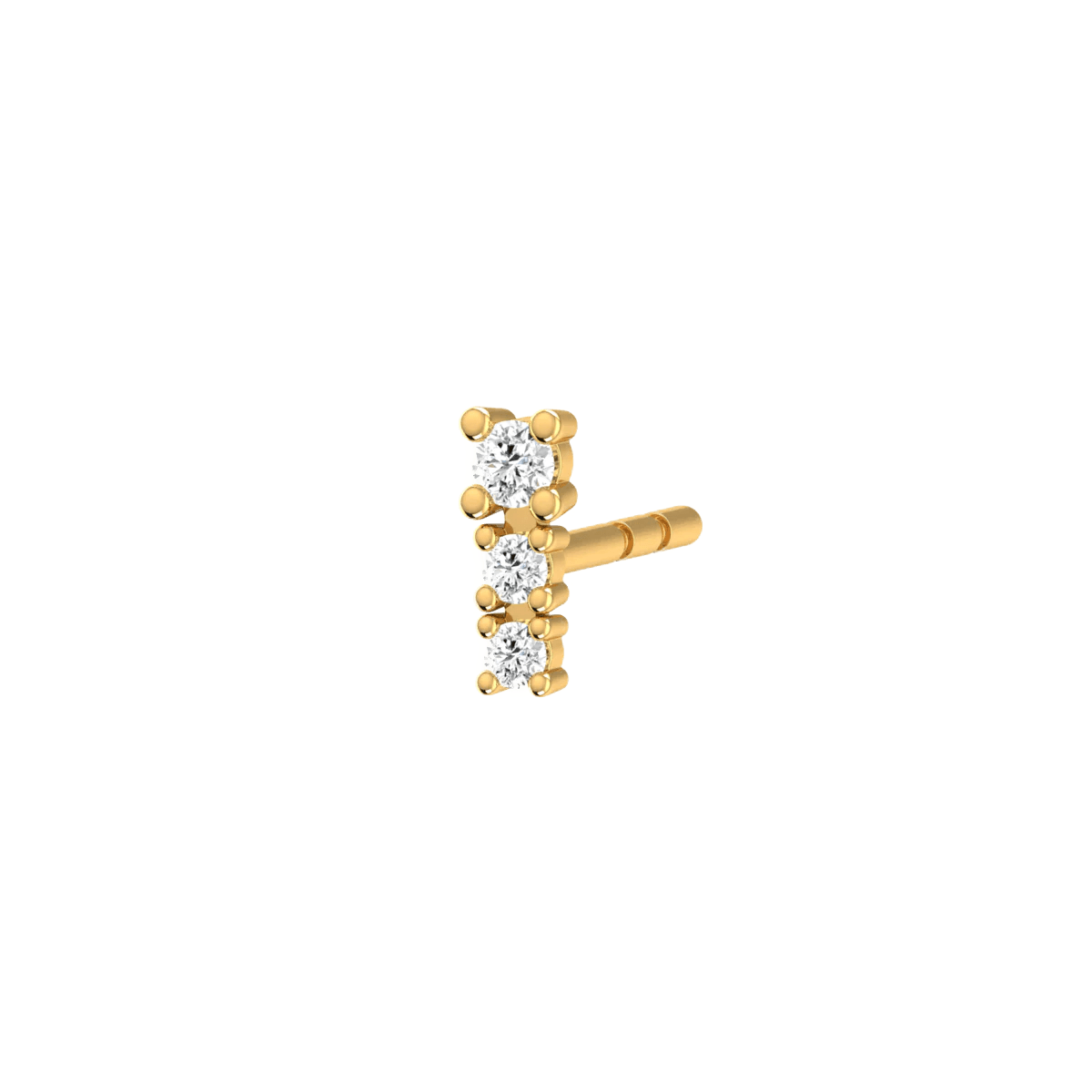 Degrade Three Stone Diamond Stud Earring | 18K yellow gold / Single / 0.023ct  | Jewelry | The Future Rocks