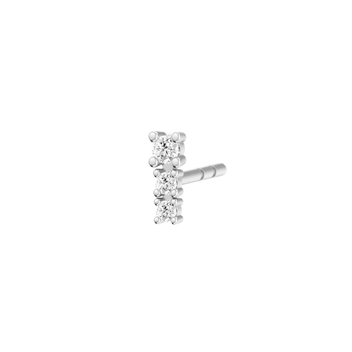 Degrade Three Stone Diamond Stud Earring | 18K white gold / Single / 0.023ct  | Jewelry | The Future Rocks