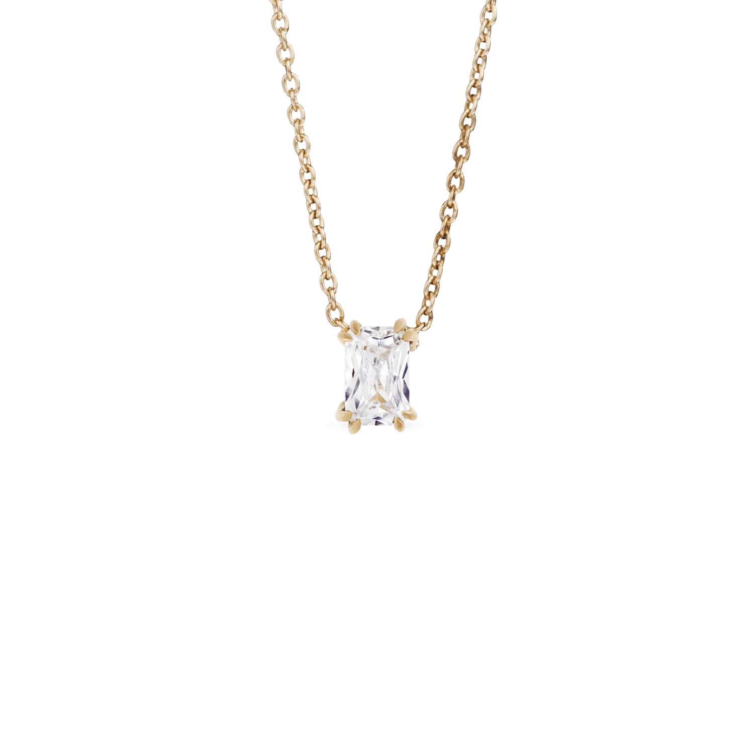 Emerald Cut Lab-Grown Diamond Solitaire Necklace | 9K yellow gold / Chain length 450 mm / 17.7 in / 0.42ct  | Jewelry | The Future Rocks