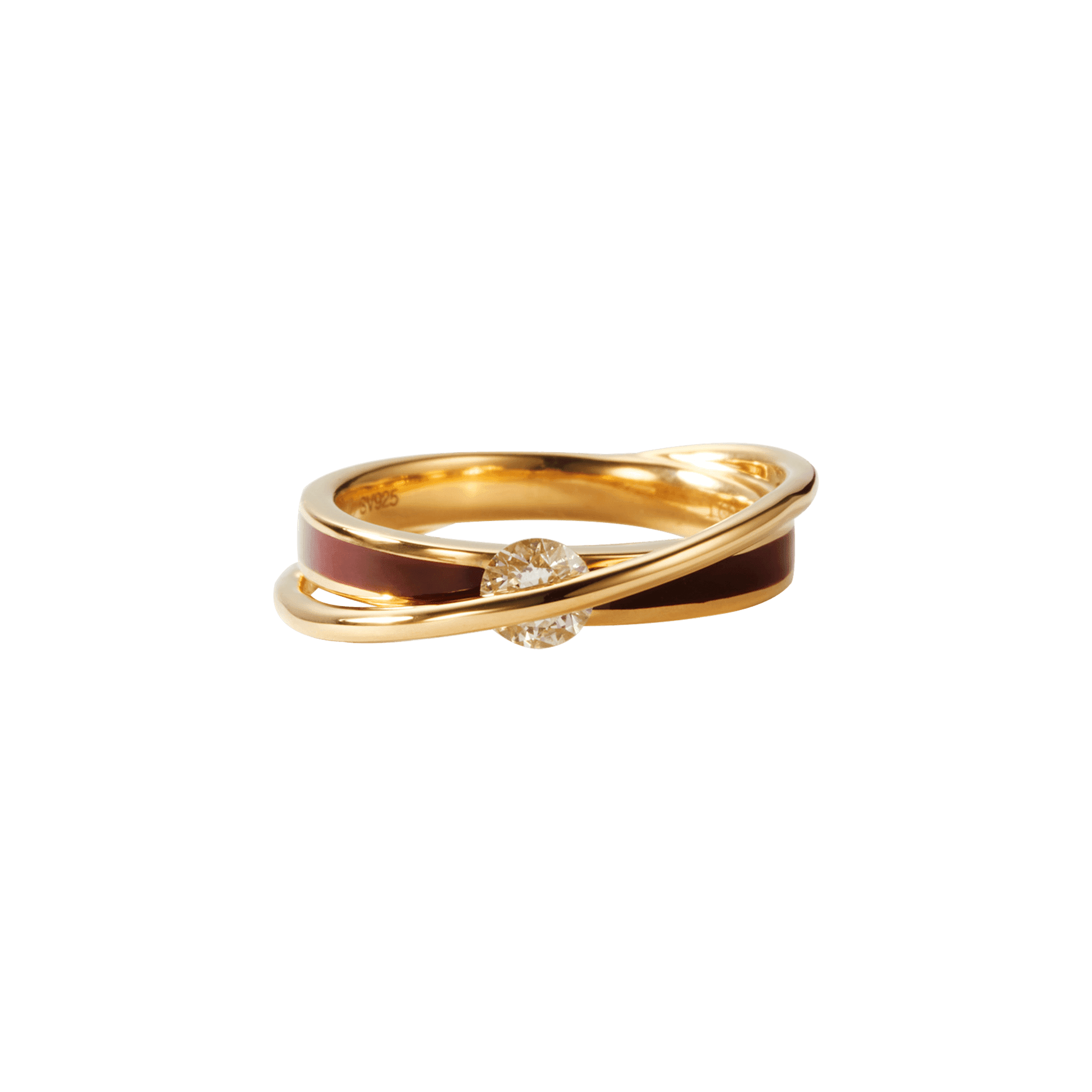 Brown Enamel Diamond Ring | Gold vermeil / 6.5 / 0.3  | Jewelry | The Future Rocks