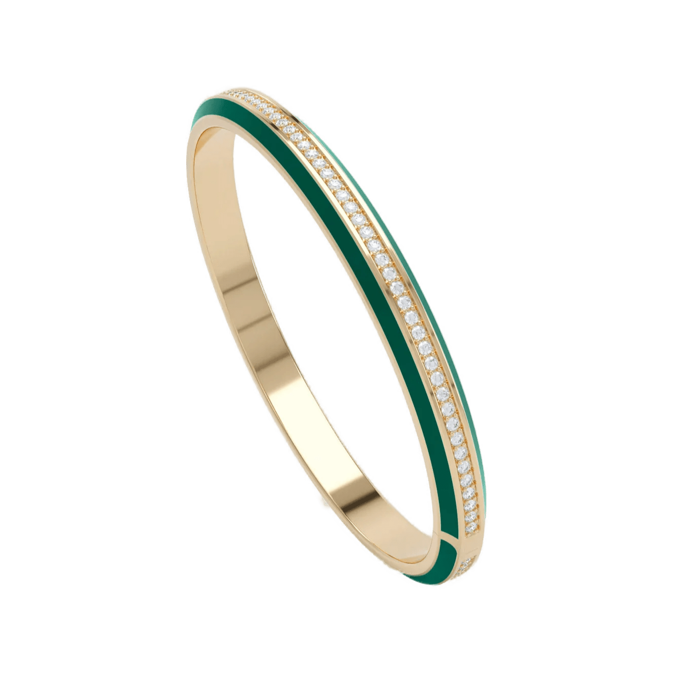 Eternity Green Enamel Bangle Bracelet | 18K yellow gold / Large: 18cm / 1.6ct  | Jewelry | The Future Rocks
