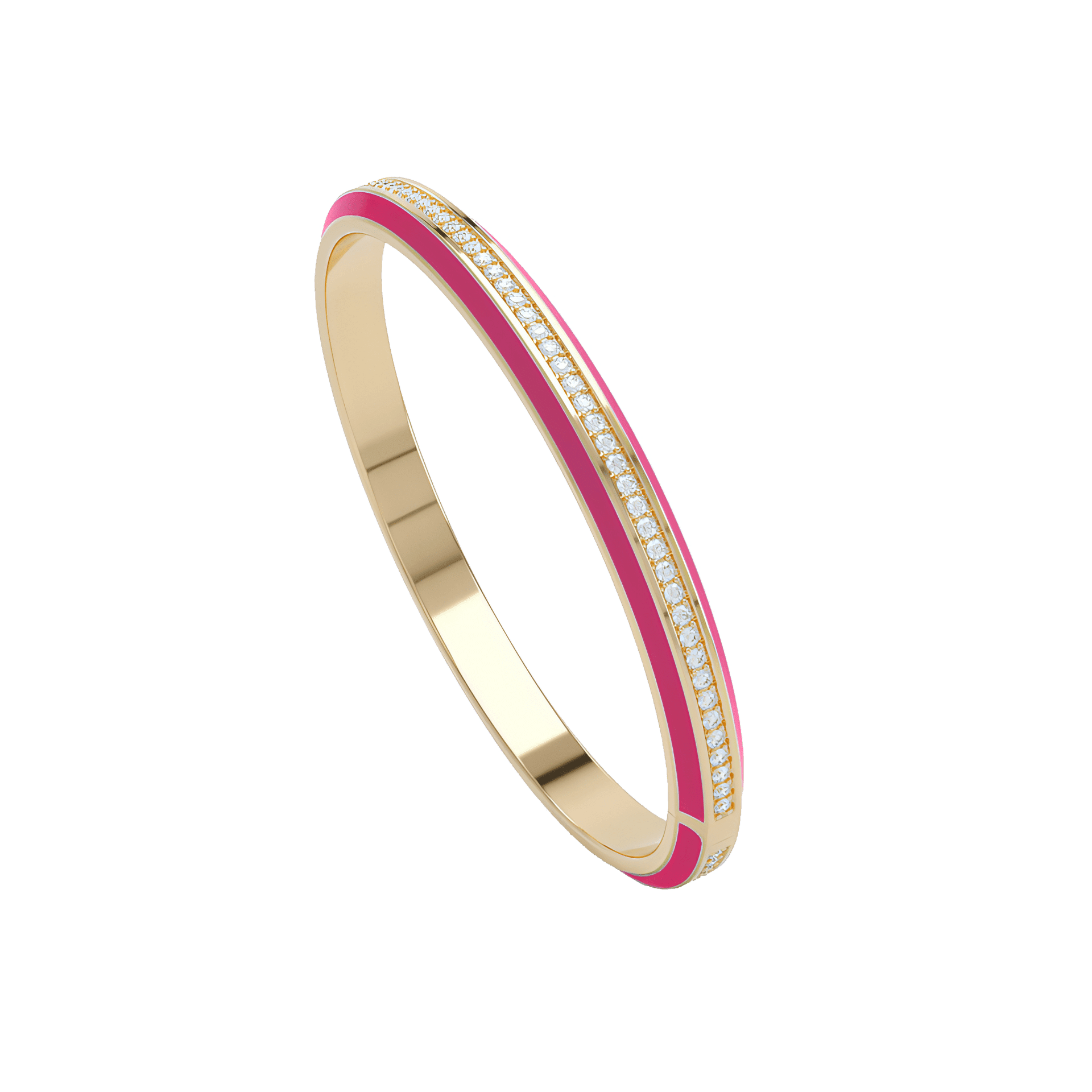 Pink Enamel Eternity Bangle Bracelet | 18K yellow gold / Inner circumference: 160mm / 1.6ct  | Jewelry | The Future Rocks