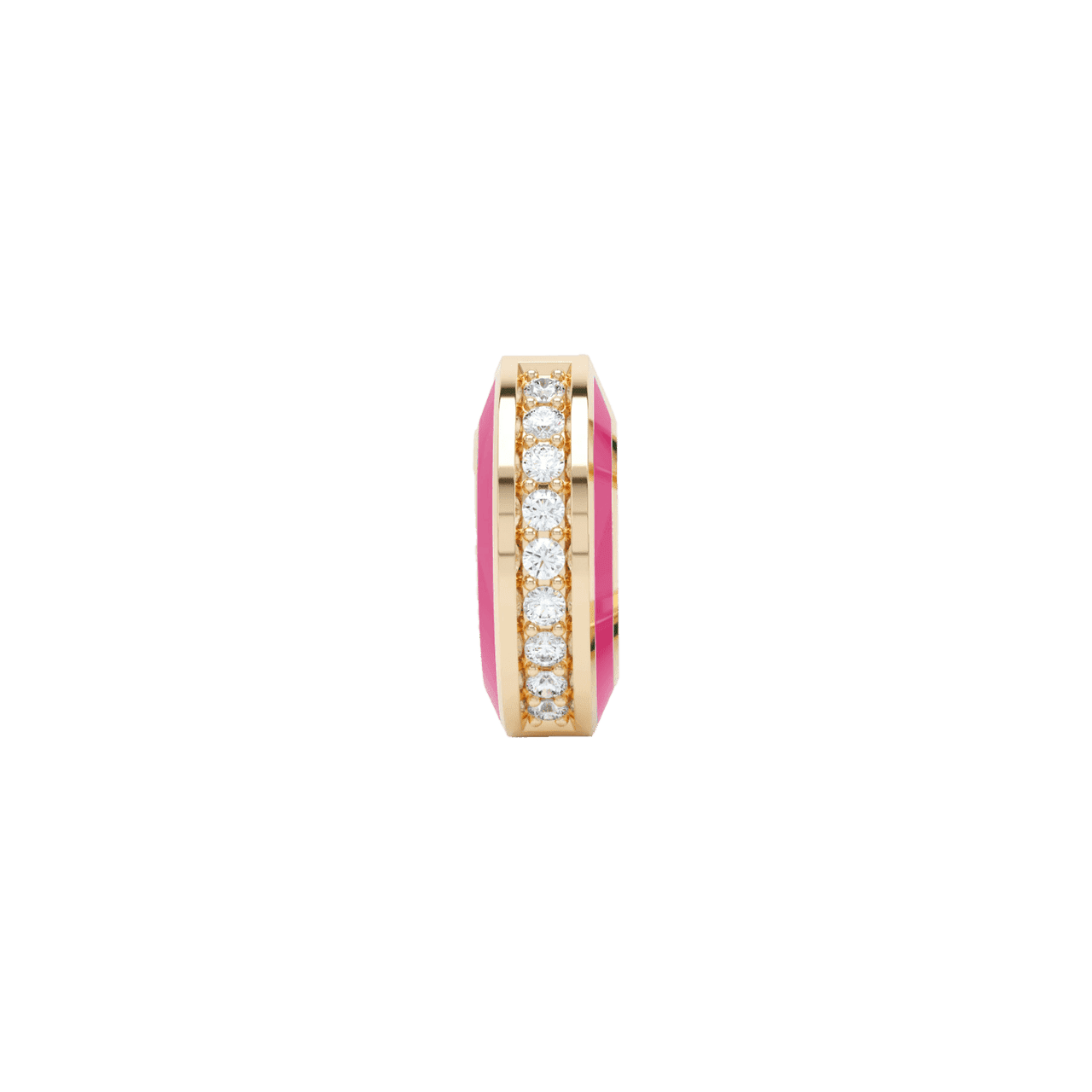 Eternity Pink Enamel Huggie Earrings | 18K yellow gold / Single  | Jewelry | The Future Rocks