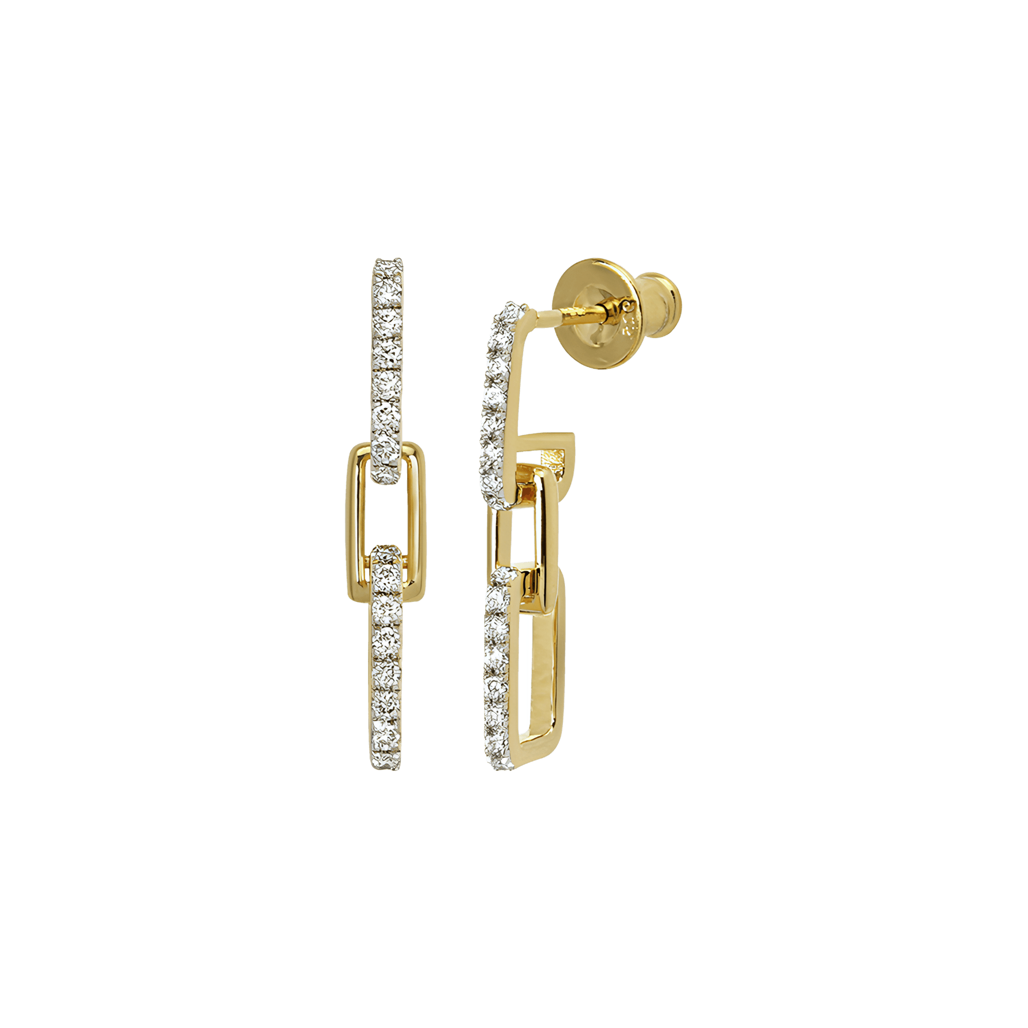 Gold Vermeil Double Link Drop Earrings | Gold vermeil / Pair 24.4x3.8 mm / 0.25ct  | Jewelry | The Future Rocks