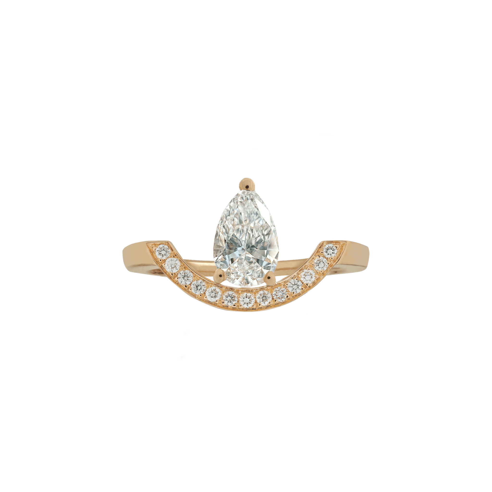 IntrÃ©pide Grand Arc PavÃ©e Poire Solitaire Diamond Ring | 18K yellow gold / 6.5 / 0.7ct  | Jewelry | The Future Rocks