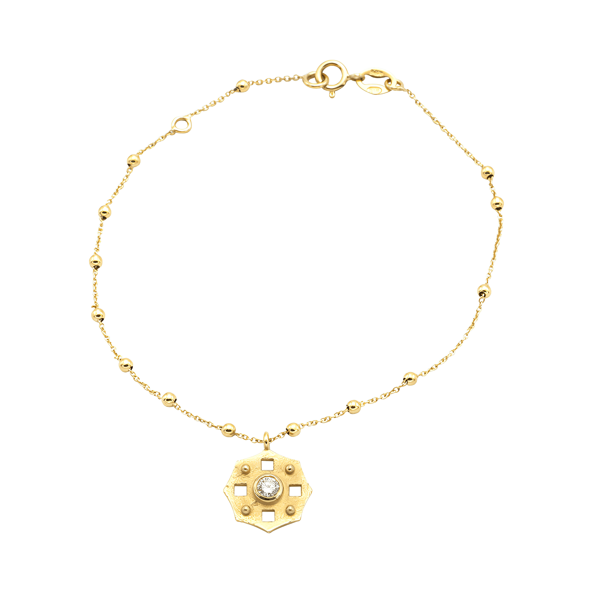 18K Recycled Gold Medallion Irene Bracelet | 18K yellow gold / Adjustable 160~180 mm / 0.1ct  | Jewelry | The Future Rocks