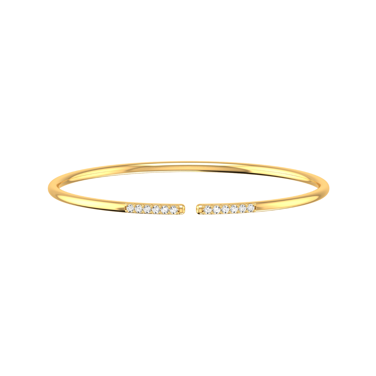 Lab-Grown Diamond Line Cuff Bracelet | 18K yellow gold / Inner ci