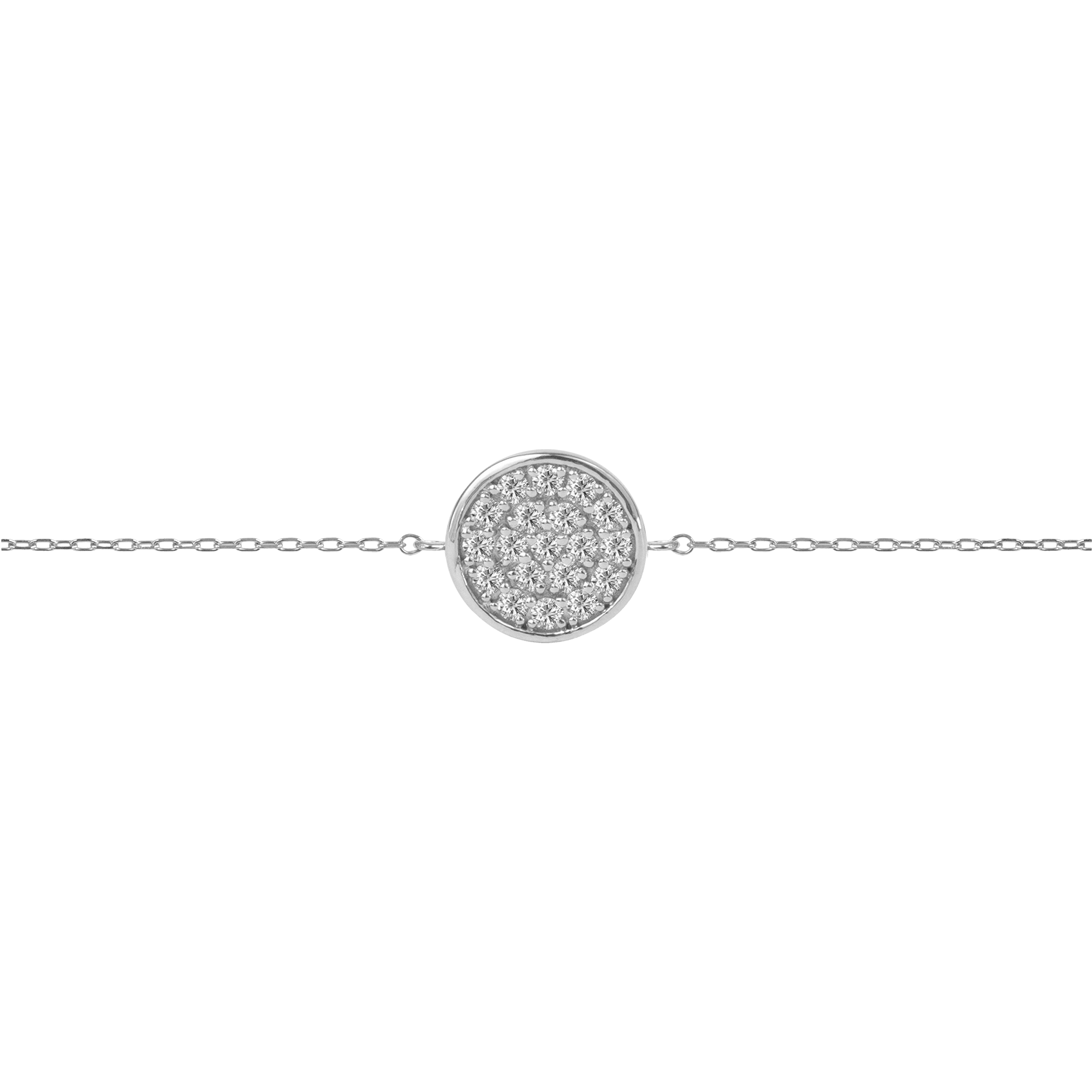 Lab-Grown Diamond Pave Disk Bracelet | 18K white gold / Inner circumference 160 mm / 0.09ct  | Jewelry | The Future Rocks