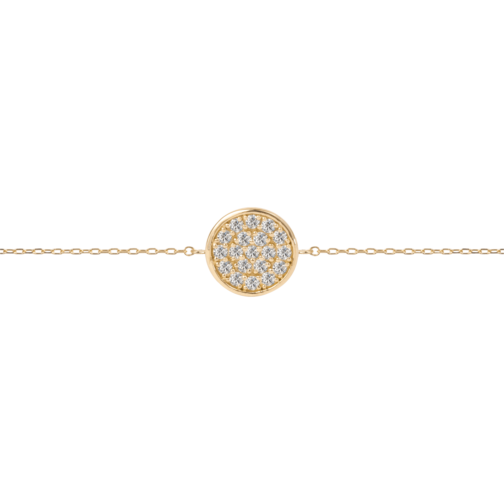 Lab-Grown Diamond Pave Disk Bracelet | 18K yellow gold / Inner ci