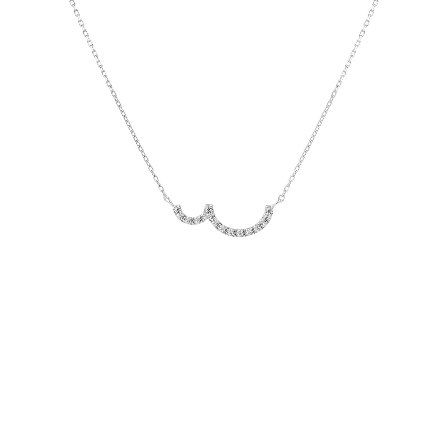 Lab-Grown Diamond Pave Double Curve Necklace | 18K white gold / Chain length 420 mm / 16.5 in / 0.07  | Jewelry | The Future Rocks