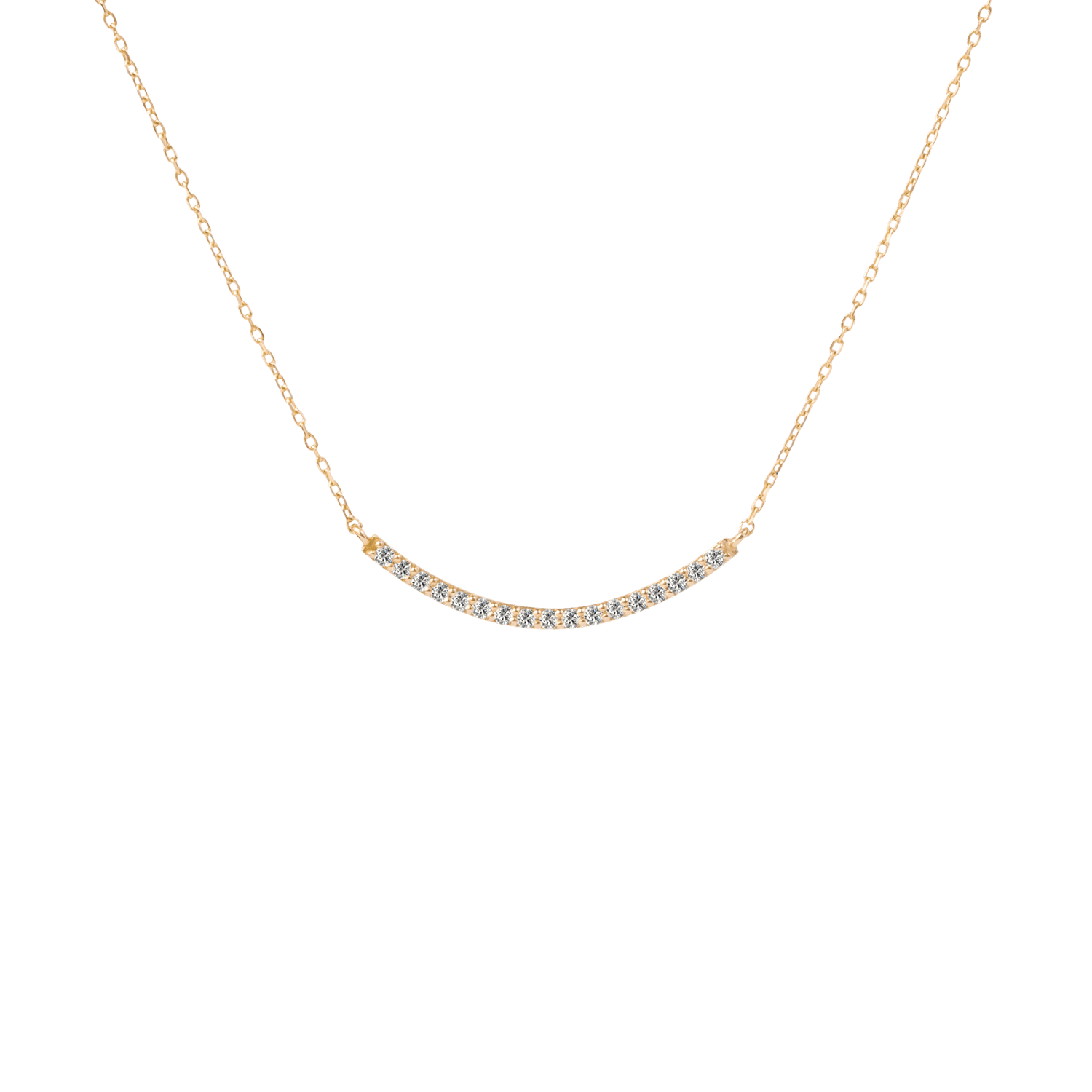 Long Curve Lab-Grown Diamond Pave Necklace | 18K yellow gold / Chain length 420 mm / 16.5 in / 0.085  | Jewelry | The Future Rocks