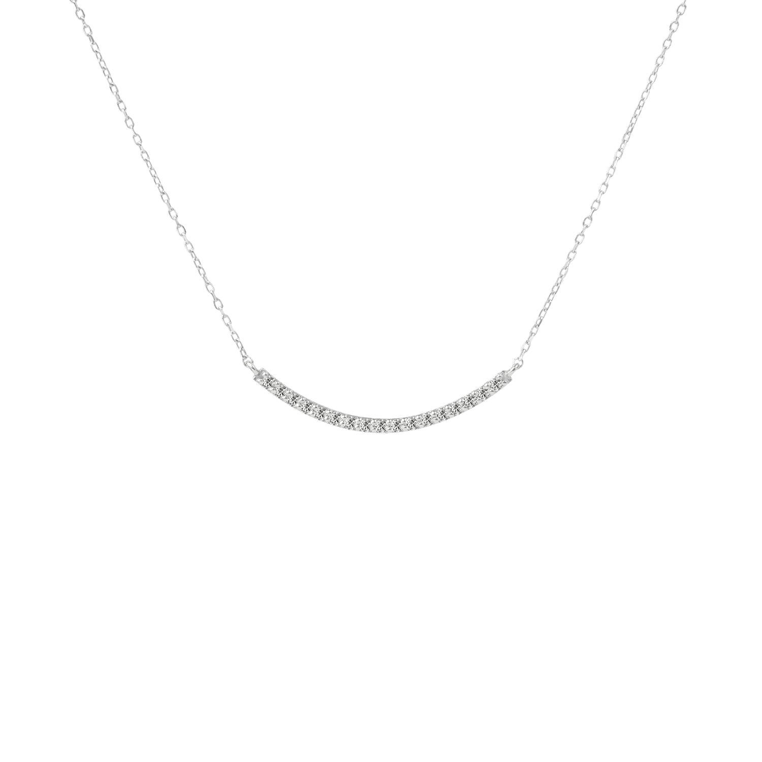 Long Curve Lab-Grown Diamond Pave Necklace | 18K white gold / Chain length 420 mm / 16.5 in / 0.085  | Jewelry | The Future Rocks