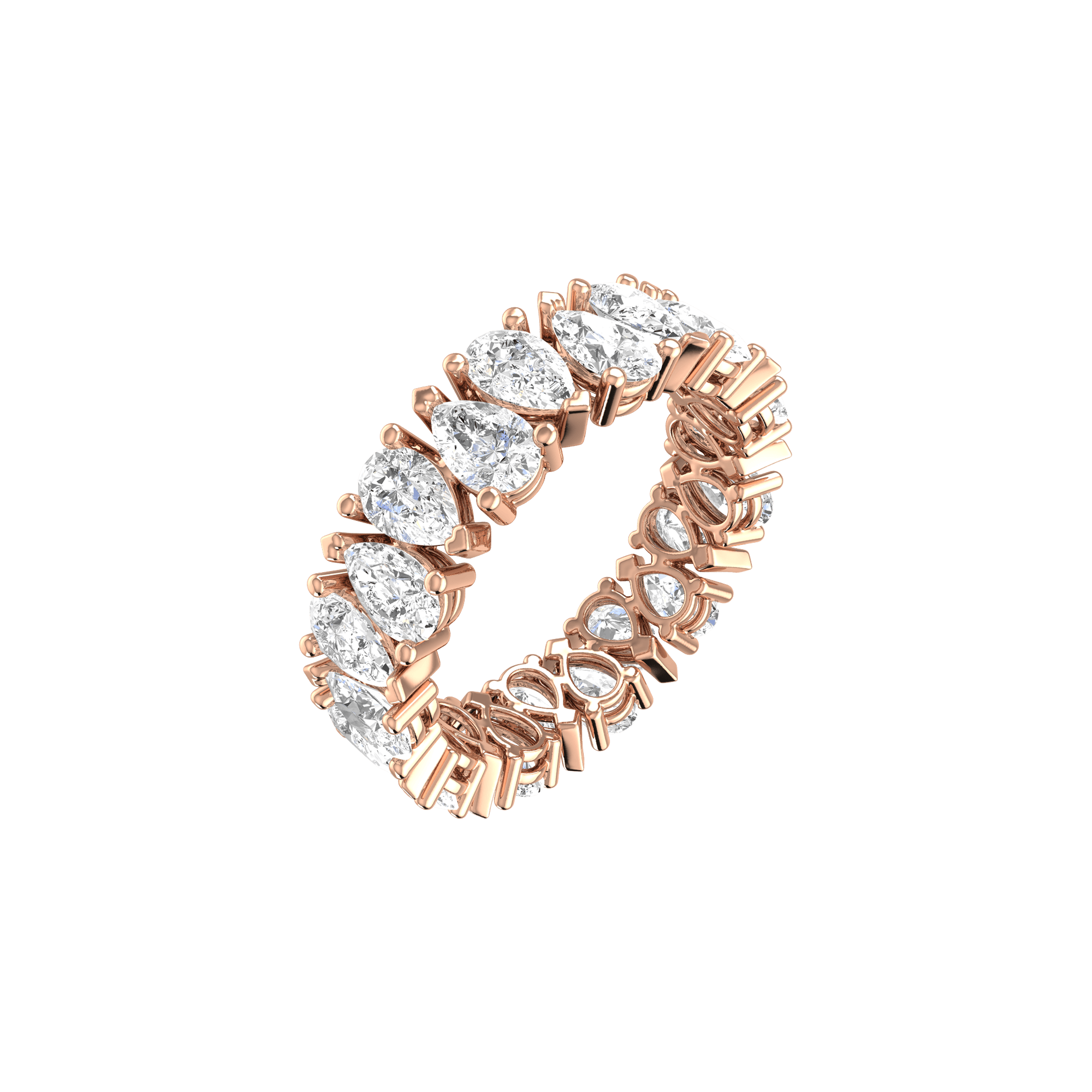 Lab-Grown Pear Shaped Diamond Eternity Ring | 18K rose gold / 10.5 / 5.5  | Jewelry | The Future Rocks