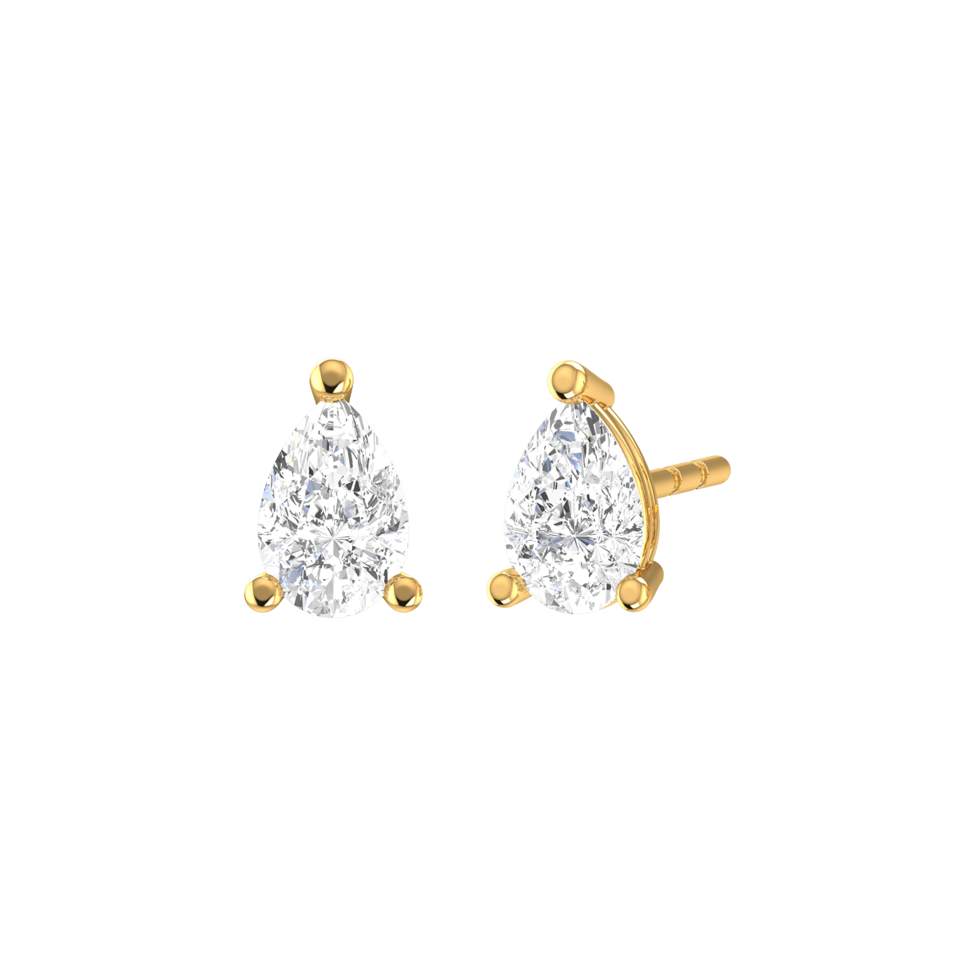 Pear Shaped Lab-Grown Diamond Stud Earrings | 18K yellow gold / Pair 6.7x4.35 mm / 0.8ct  | Jewelry | The Future Rocks