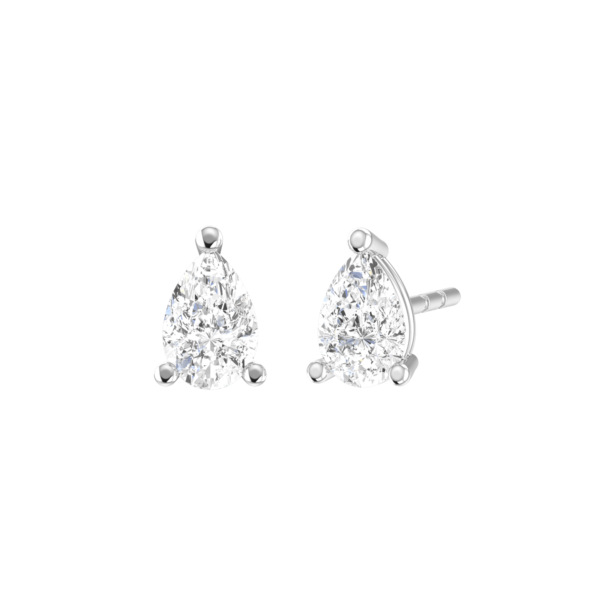 Pear Shaped Lab-Grown Diamond Stud Earrings | 18K white gold / Pair 6.7x4.35 mm / 0.8ct  | Jewelry | The Future Rocks