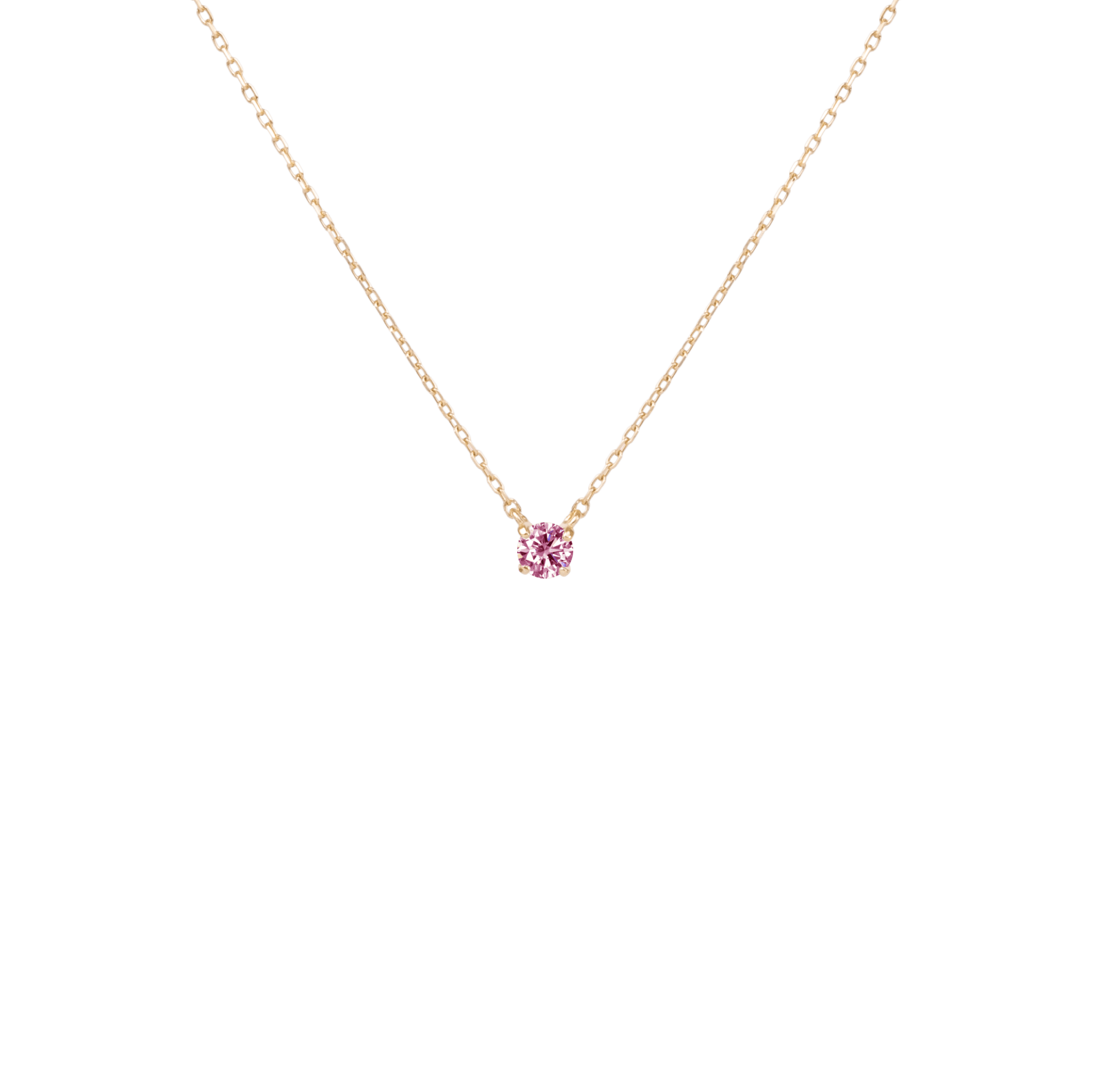 Lab-Grown Pink Diamond Solitaire Necklace | 18K yellow gold / Chain length 420 mm / 16.5 in / 0.1ct  | Jewelry | The Future Rocks