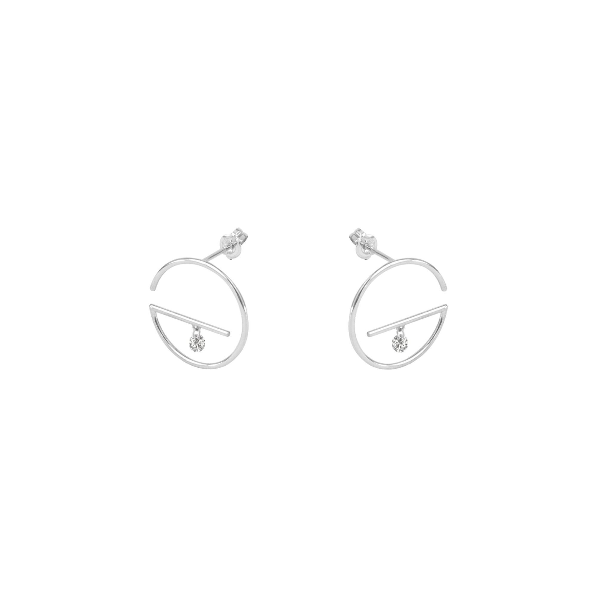 Small Floating Diamond Gold Earrings | 18K white gold / Small 17x17 mm / Pair (0.2 carat)  | Jewelry | The Future Rocks