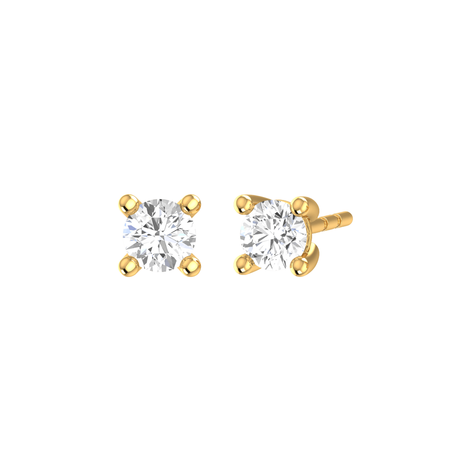 18K Gold Lab-Grown Diamond Solitaire Stud Earrings | 18K yellow gold / Pair (0.4 carat)  | Jewelry | The Future Rocks