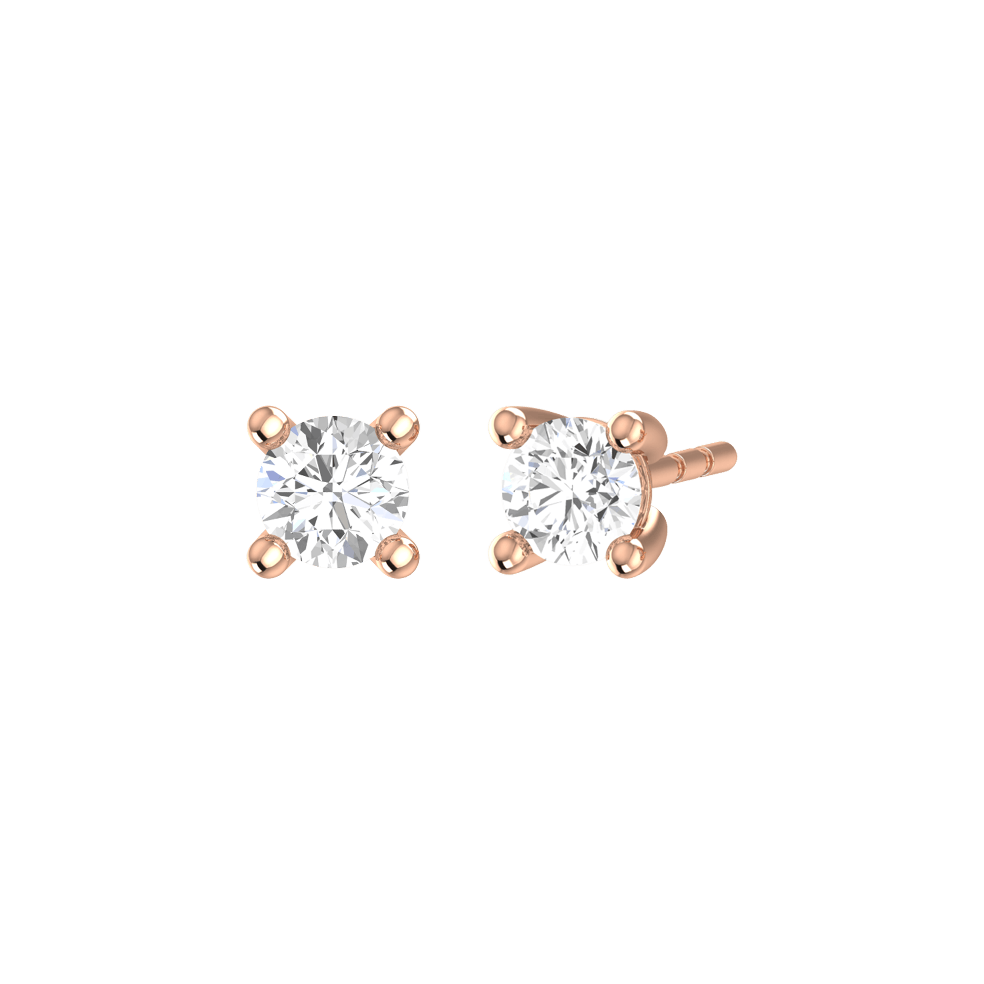 18K Gold Lab-Grown Diamond Solitaire Stud Earrings | 18K rose gold / Pair (0.4 carat)  | Jewelry | The Future Rocks