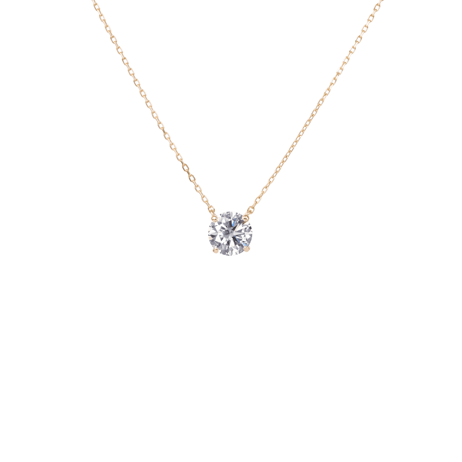 Solitaire Lab-Grown Diamond Necklace | 18K yellow gold / Chain le