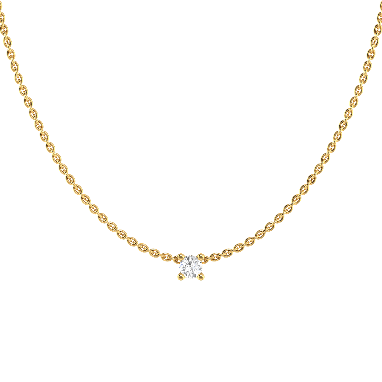 18K Gold Lab-Grown Diamond Solitaire Necklace | 18K yellow gold / 0.1 ct / Chain length 450 mm  | Jewelry | The Future Rocks