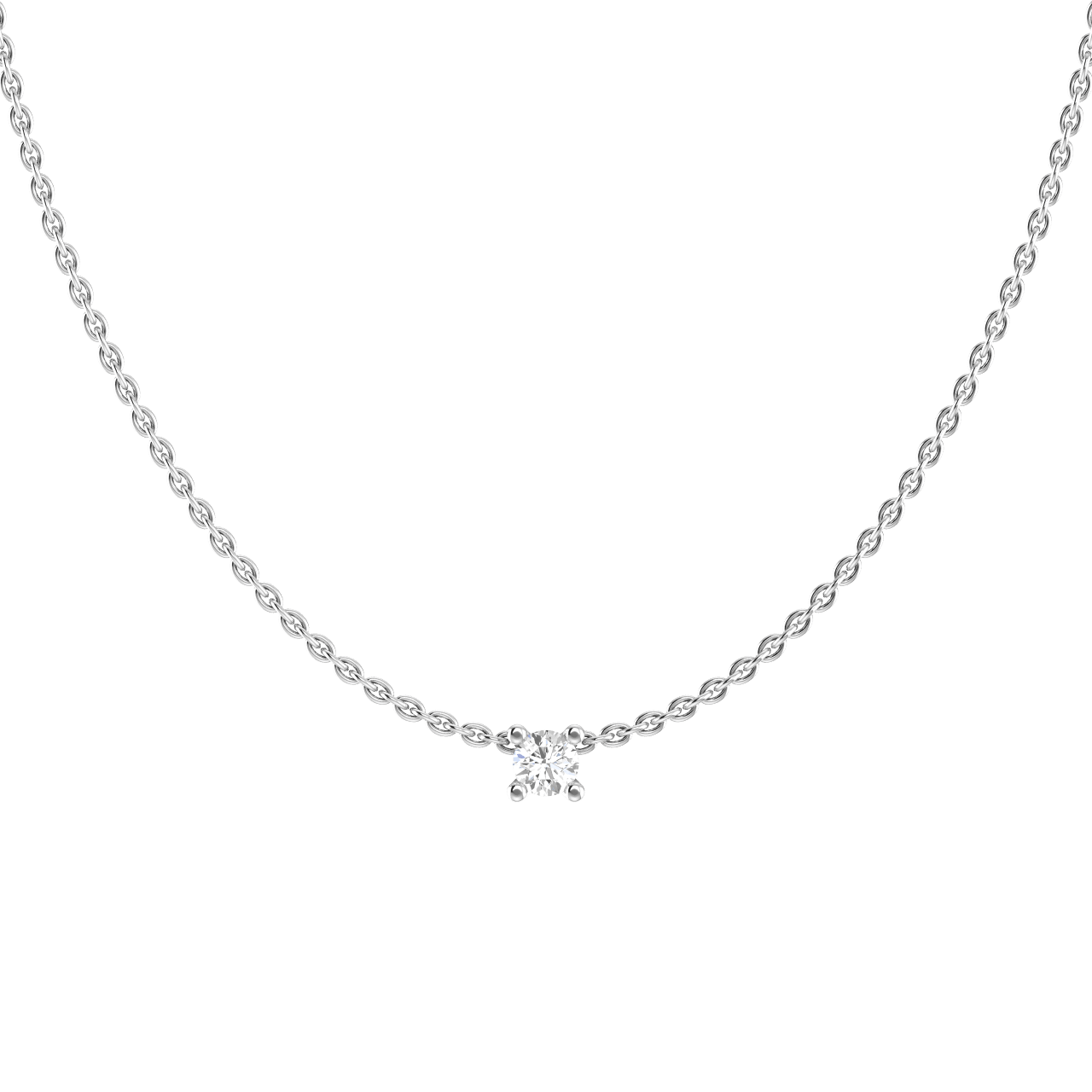 18K Gold Lab-Grown Diamond Solitaire Necklace | 18K white gold / 0.1 ct / Chain length 450 mm  | Jewelry | The Future Rocks