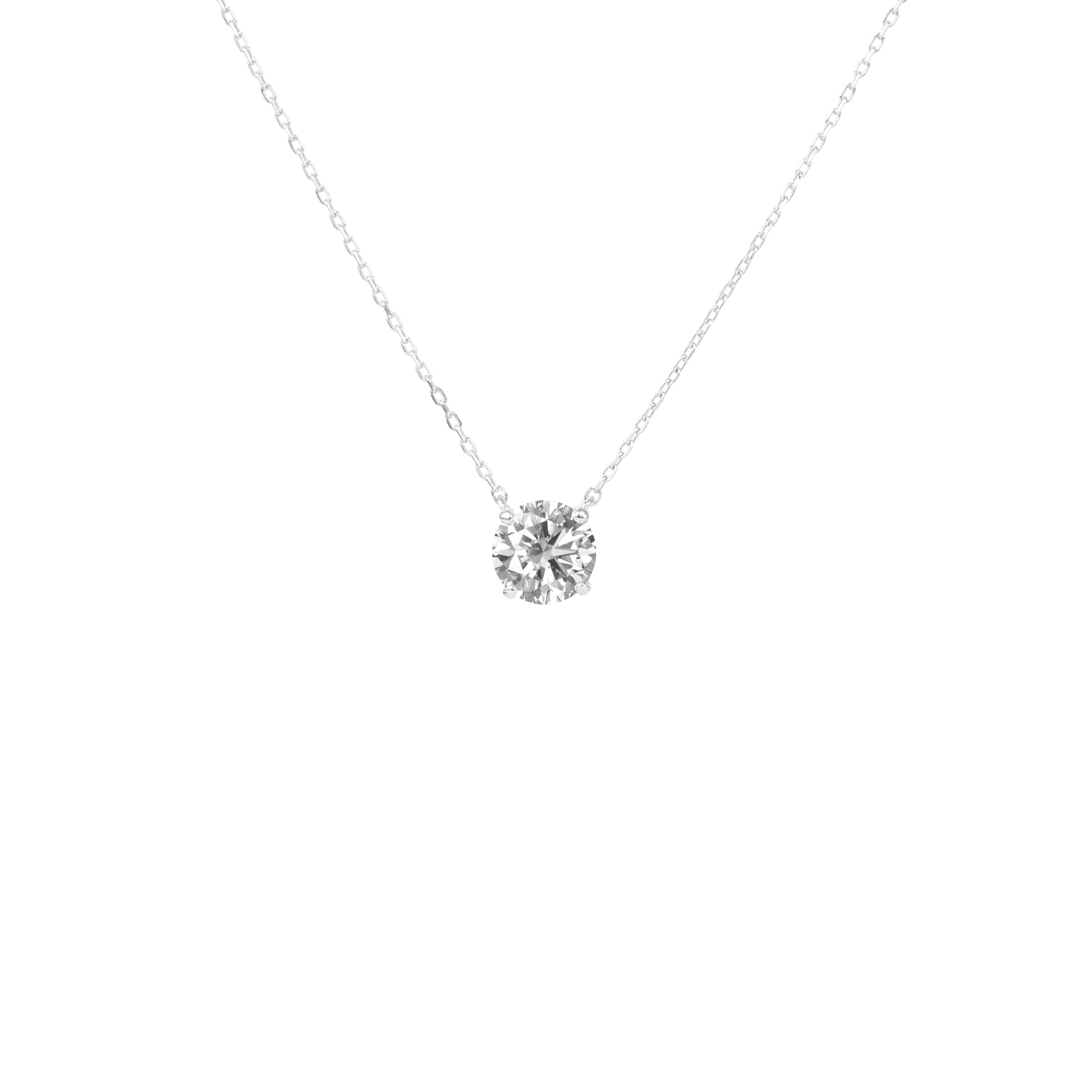 Solitaire Lab-Grown Diamond Necklace | 18K white gold / Chain length 420 mm / 0.1 ct  | Jewelry | The Future Rocks