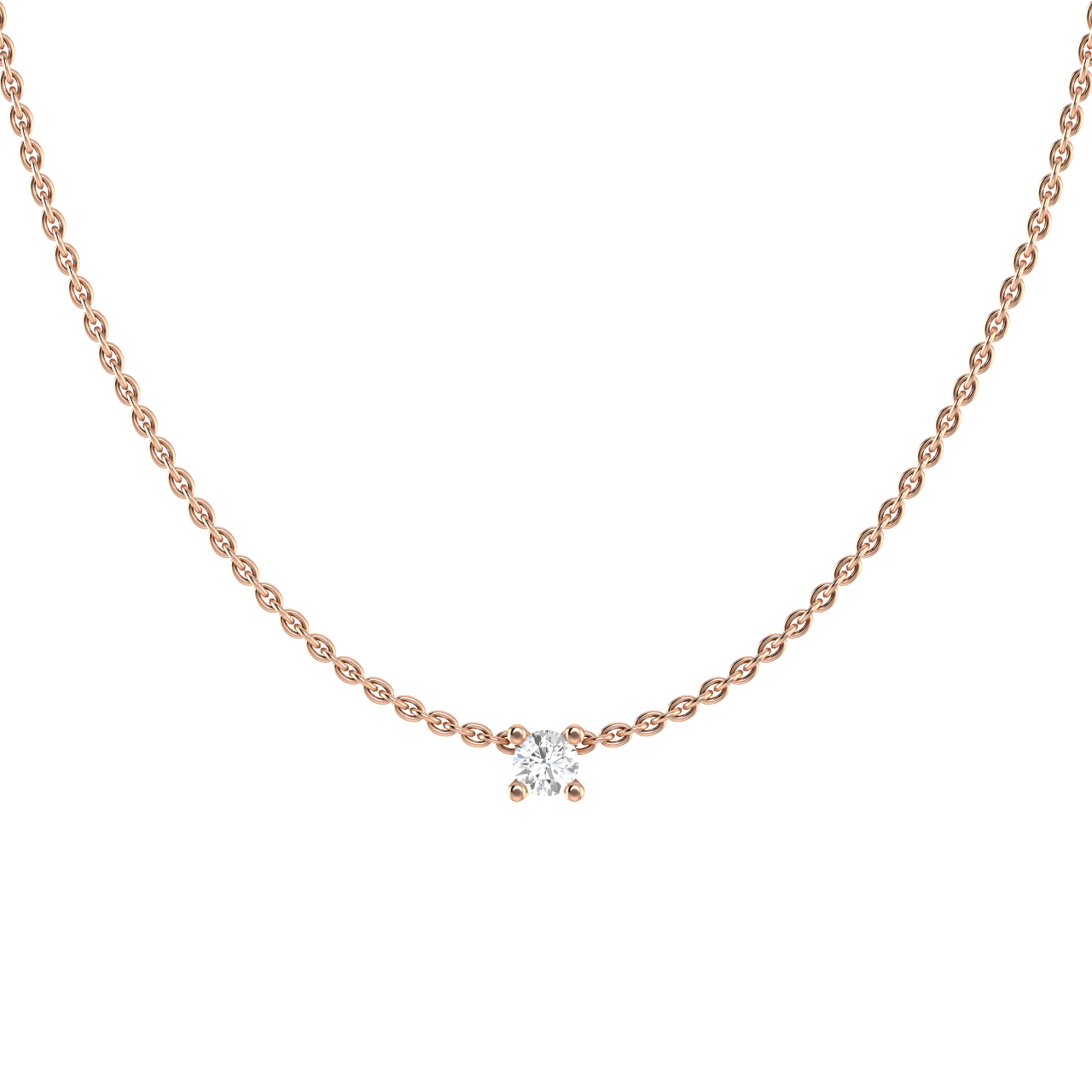 18K Gold Lab-Grown Diamond Solitaire Necklace | 18K rose gold / 0.1 ct / Chain length 450 mm  | Jewelry | The Future Rocks