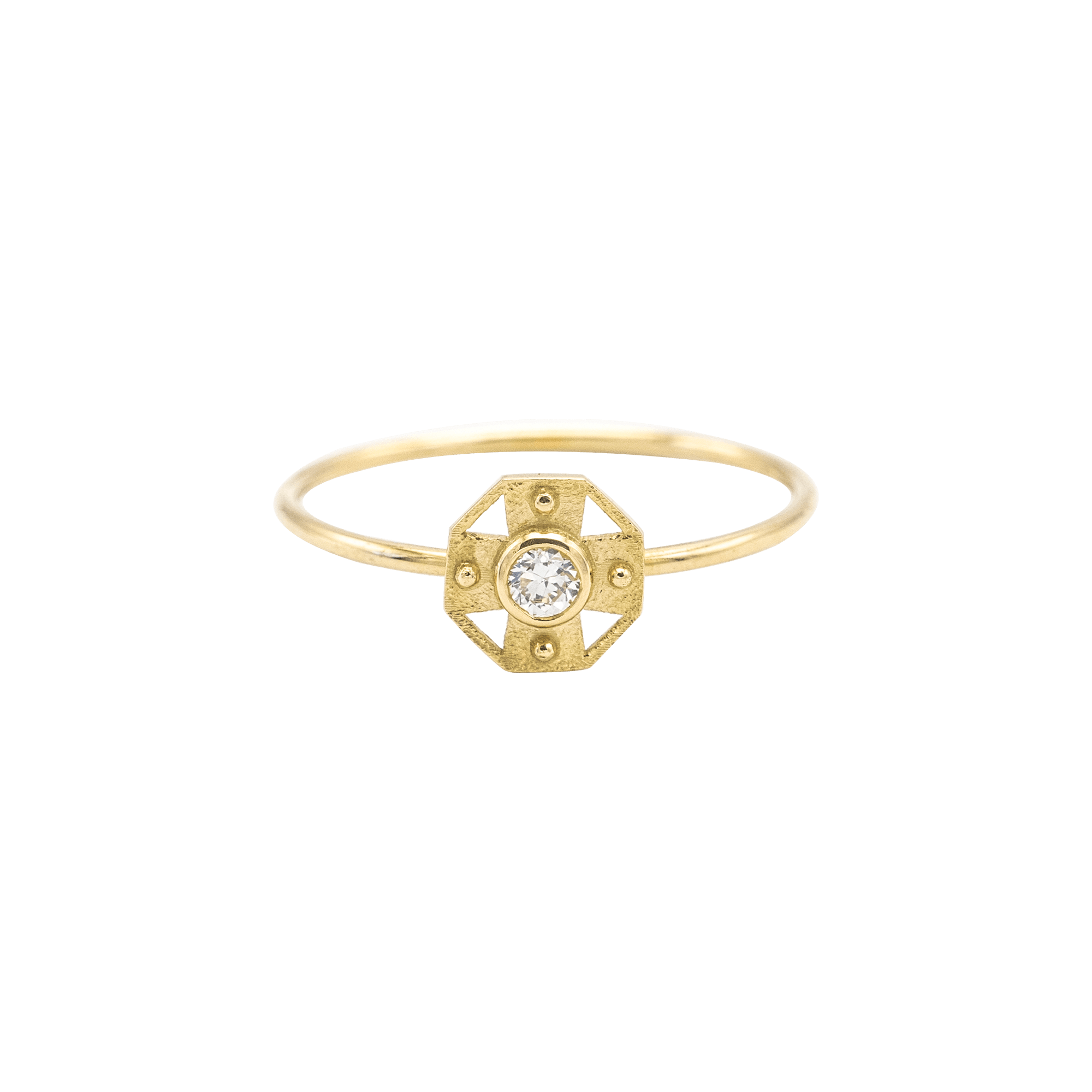 18K Recycled Gold Medallion Theadora Ring | 18K yellow gold / 4.5 / 0.06ct  | Jewelry | The Future Rocks